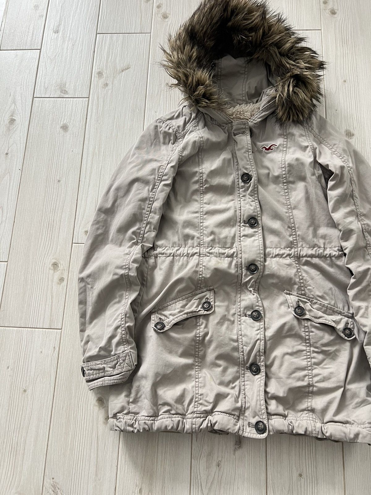 Hollister Hollister Y2K Womens Hooded Utility Coat Sherpa Lined Jacket Size M / US 6-8 / IT 42-44 - 4 Thumbnail
