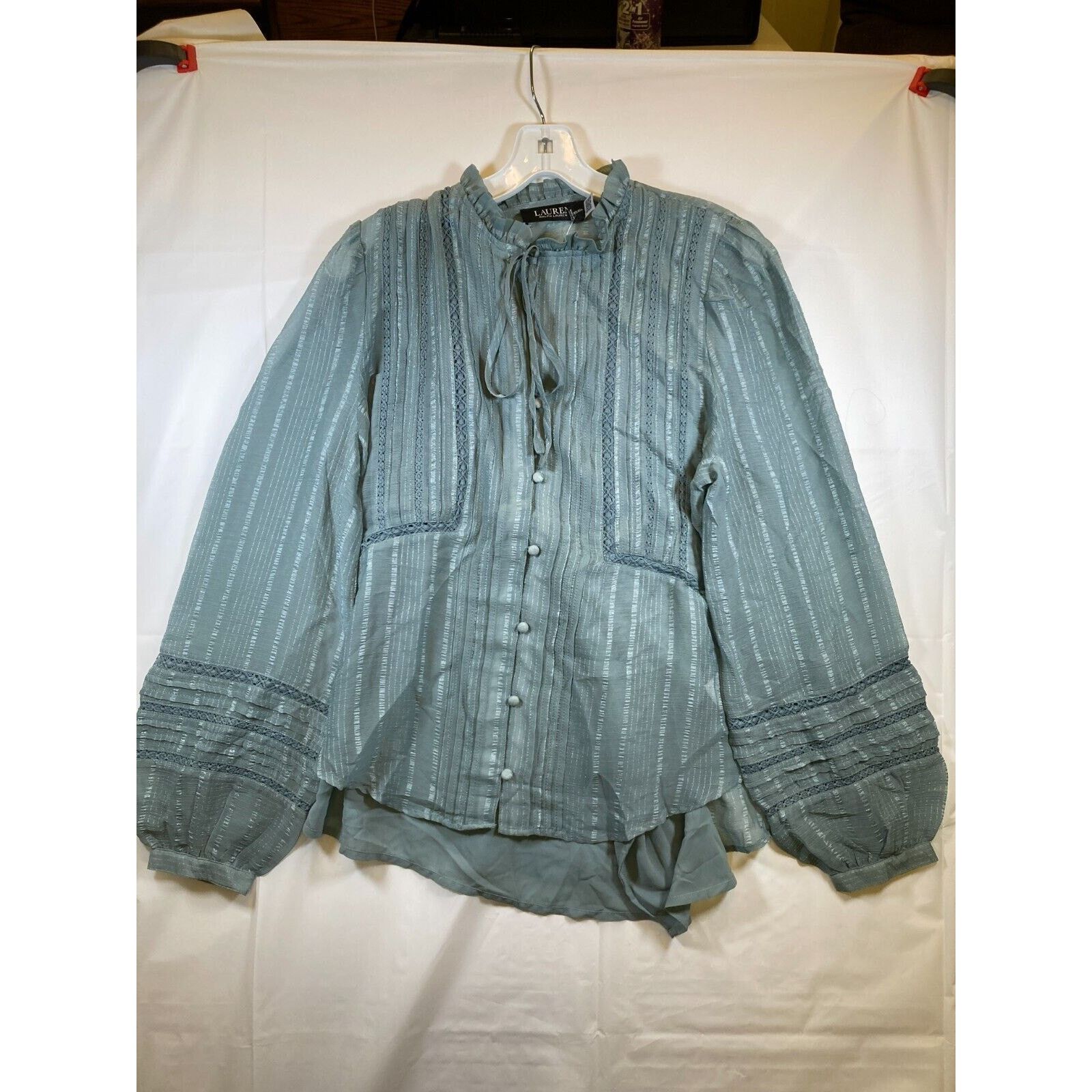 Lauren Ralph Lauren Ralph Lauren Women's Tie Neck Crinkle Blouse Green XS Size XS / US 0-2 / IT 36-38 - 1 Thumbnail