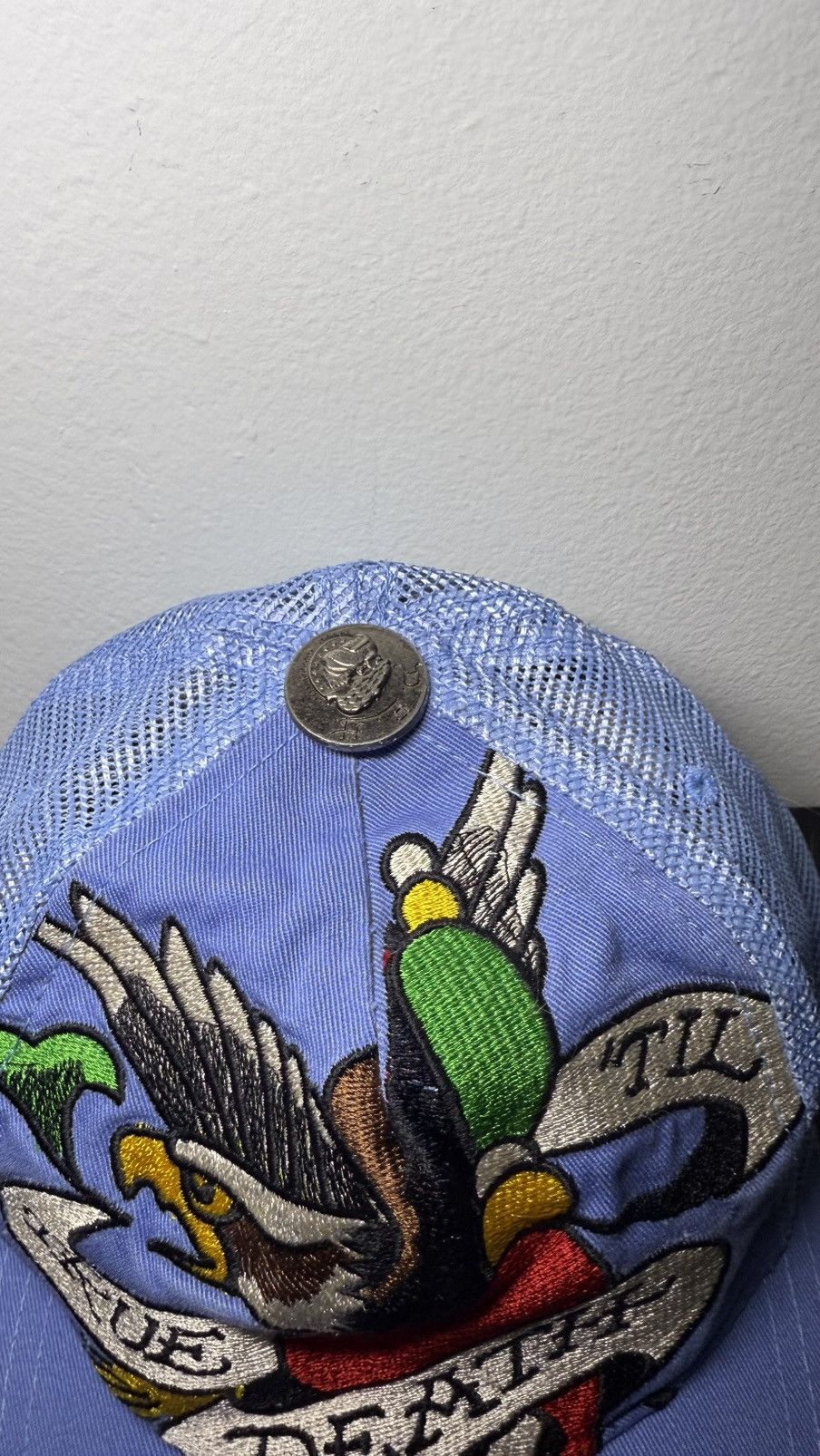Ed Hardy Rare Y2K 2000s Ed Hardy Eagle Till True Death SnapBack Hat Size ONE SIZE - 3 Thumbnail