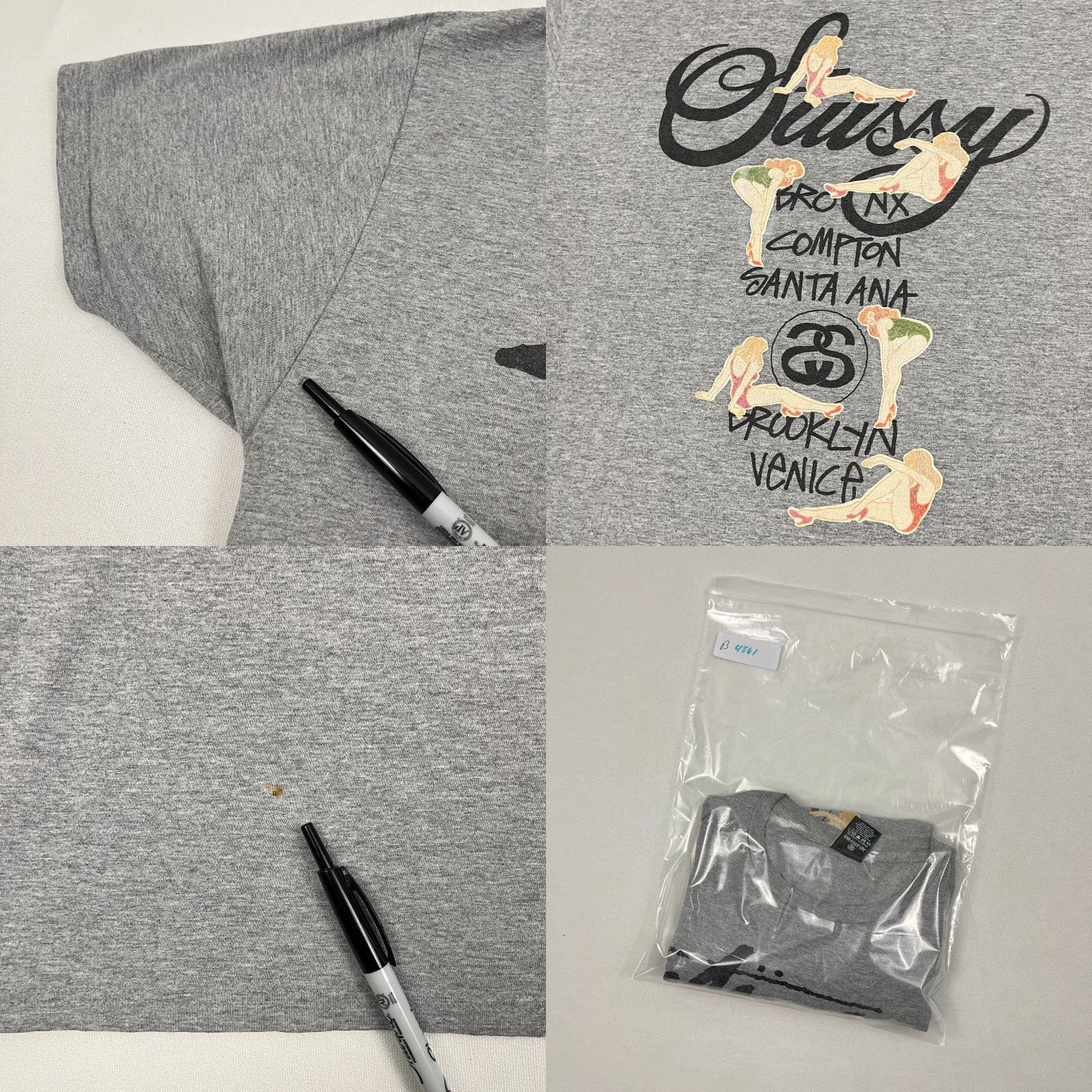 Vintage Stussy Shirt Mens L Gray World Tour Worldwide Pin Up Girls Graphic Streetwear T Shirt" Size US L / EU 52-54 / 3 - 8 Thumbnail