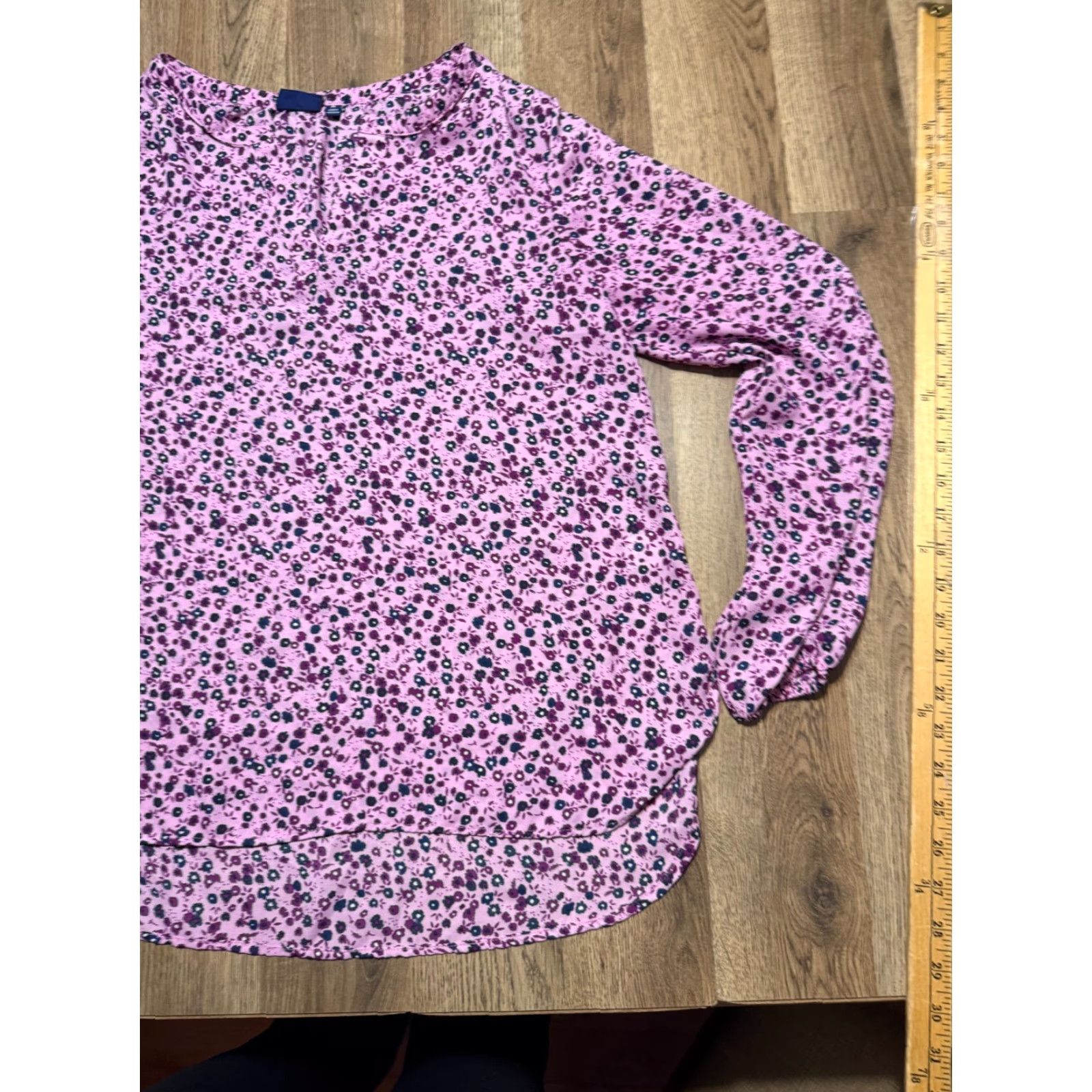 Vintage NorthCrest Blouse Women Medium Purple Blue Floral Long Sleeve V-neck Casual Womens Size M / US 6-8 / IT 42-44 - 4 Thumbnail