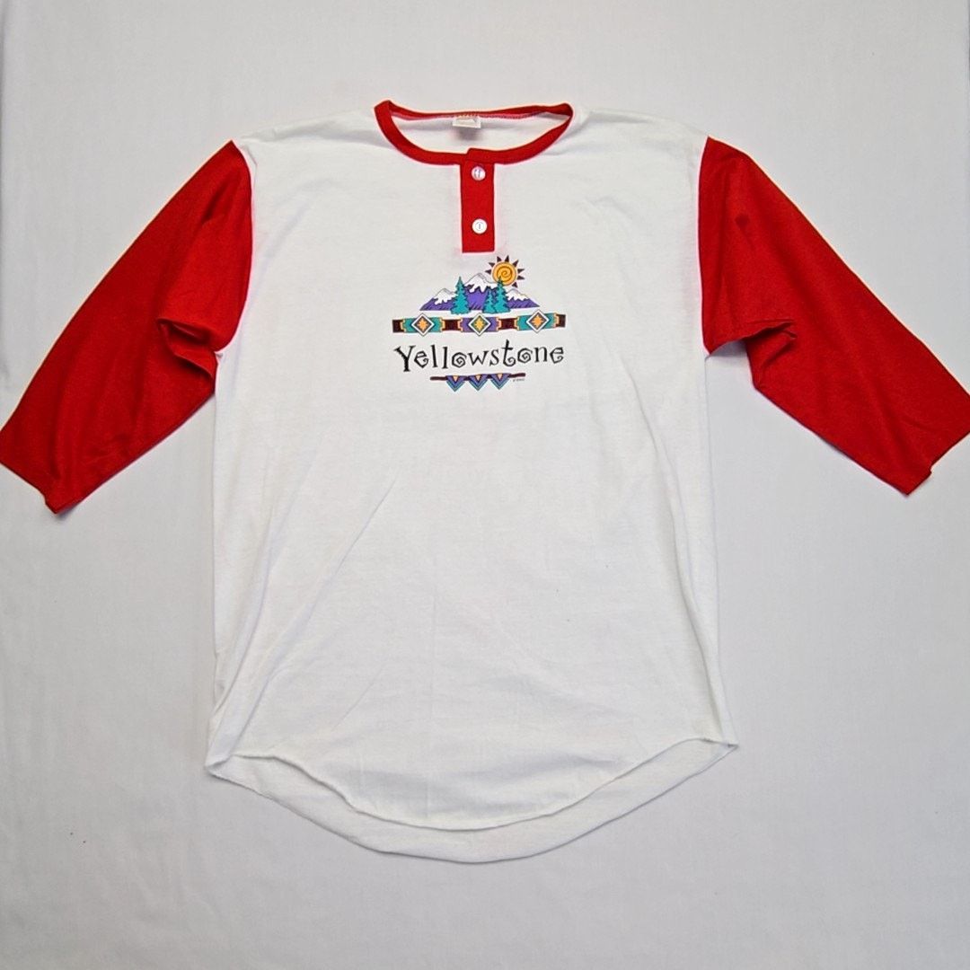 Vintage Vintage Yellowstone Graphic 3/4 Long Sleeve XL Slim Shirt Size US XL / EU 56 / 4 - 1 Thumbnail