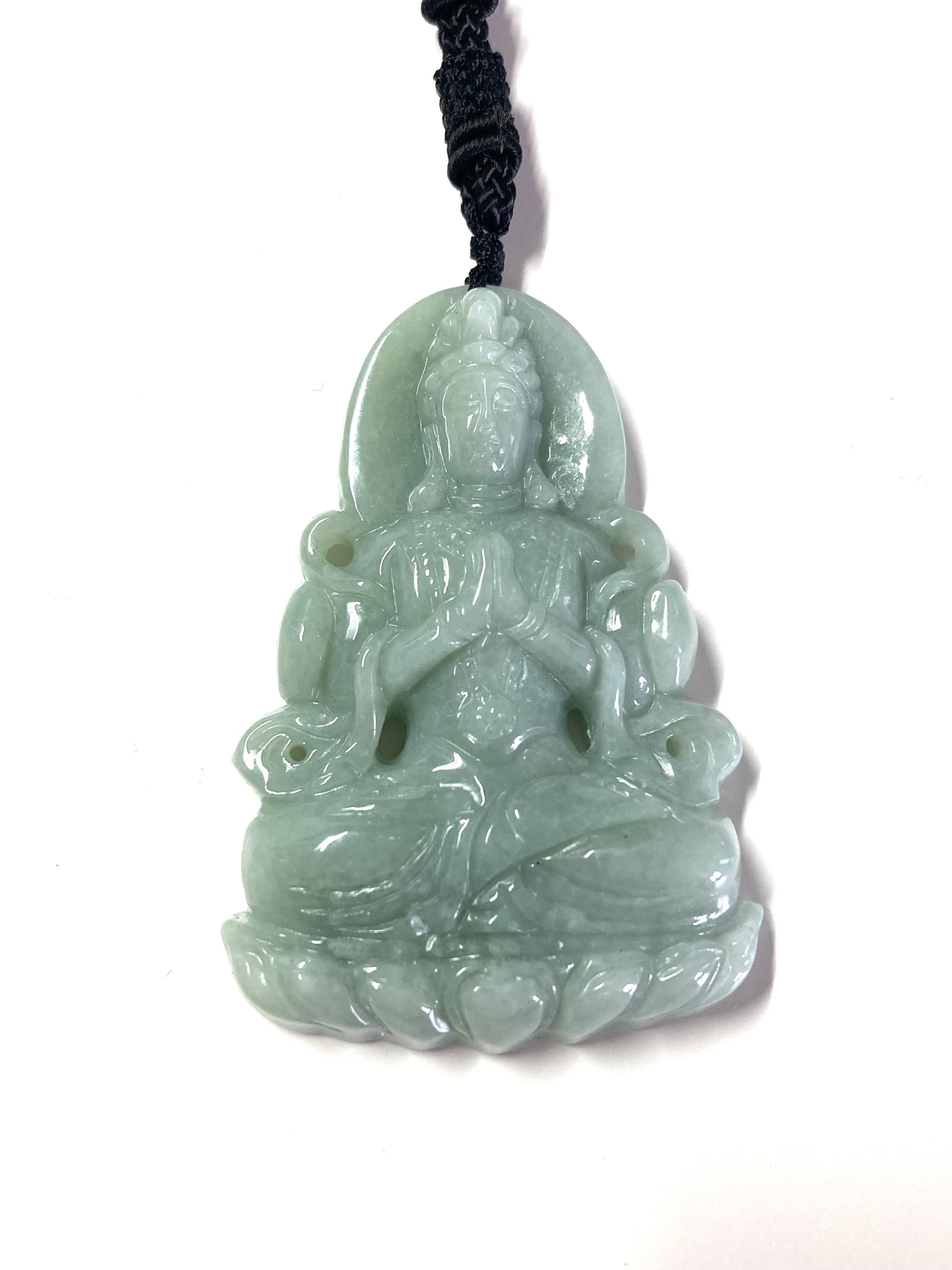 Other 60015 Certified Jadeite jade Green Kwan Yin Pendant Size ONE SIZE - 1 Thumbnail