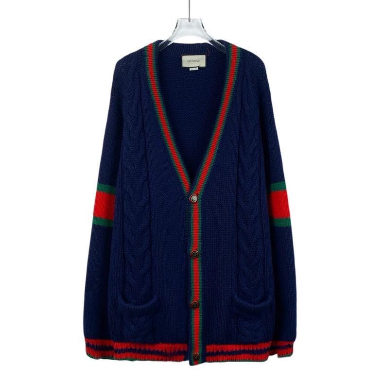 Gucci Blue Striped Wool Knit Cardigan Sweater - dmc