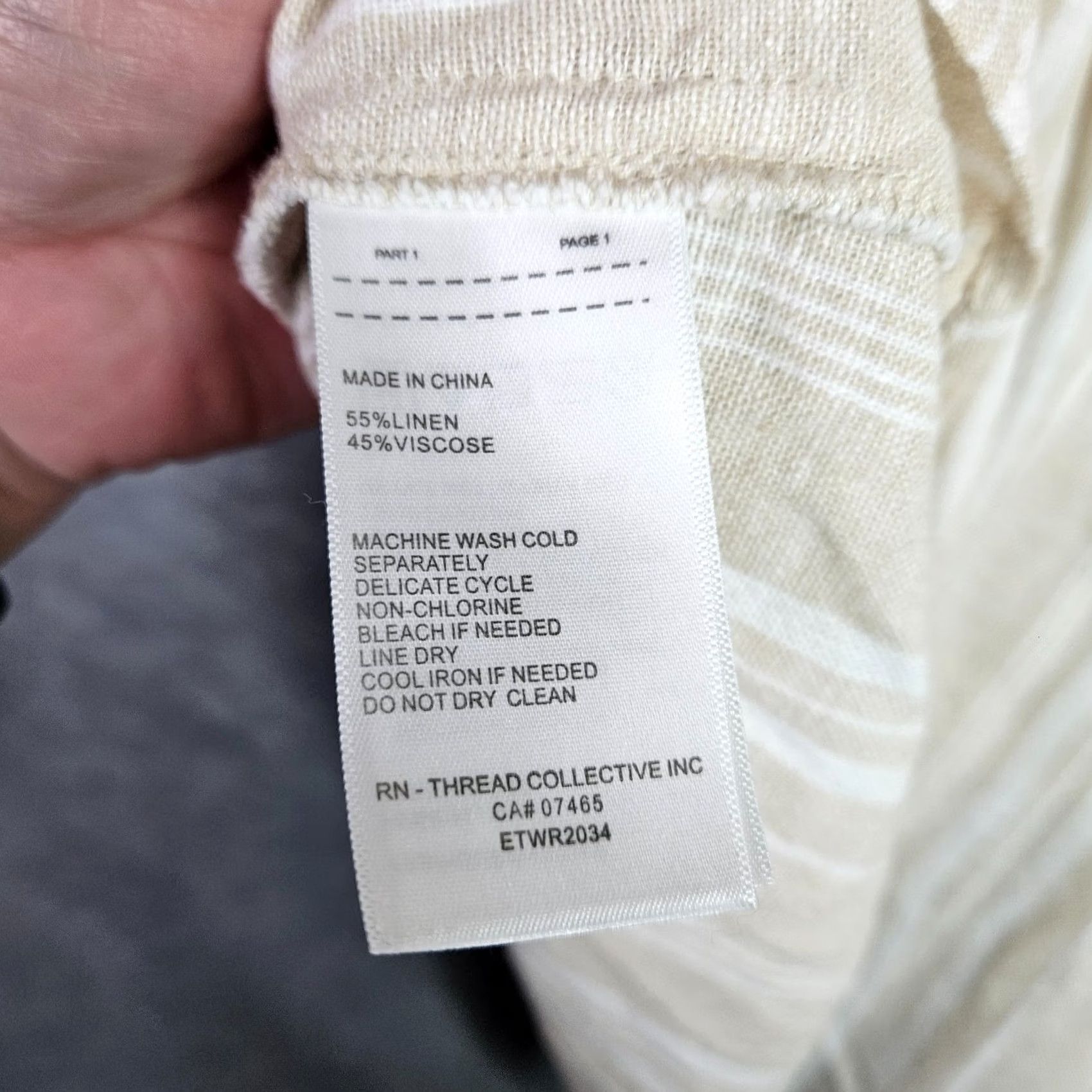 Ellen Tracy Ellen Tracy Blouse Woman Striped Linen Blend Beige Short Sleeve Round Neck Zip Front Buttonless Pullover Regular Fit Cotton-Free Size M / US 6-8 / IT 42-44 - 7 Thumbnail