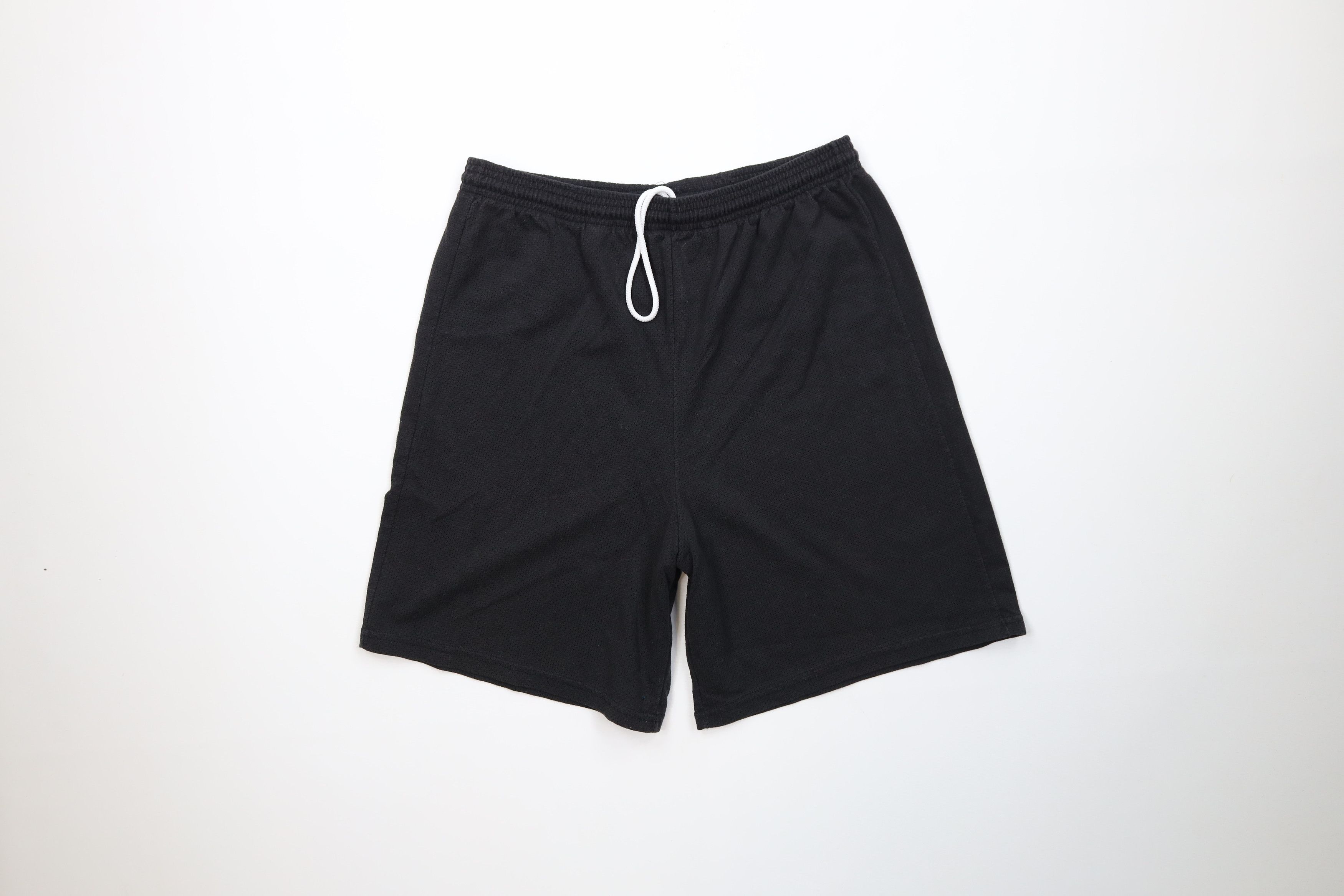 Vintage Vintage 90s Streetwear Blank Above Knee Mesh Shorts Black Size US 36 / EU 52 - 1 Thumbnail