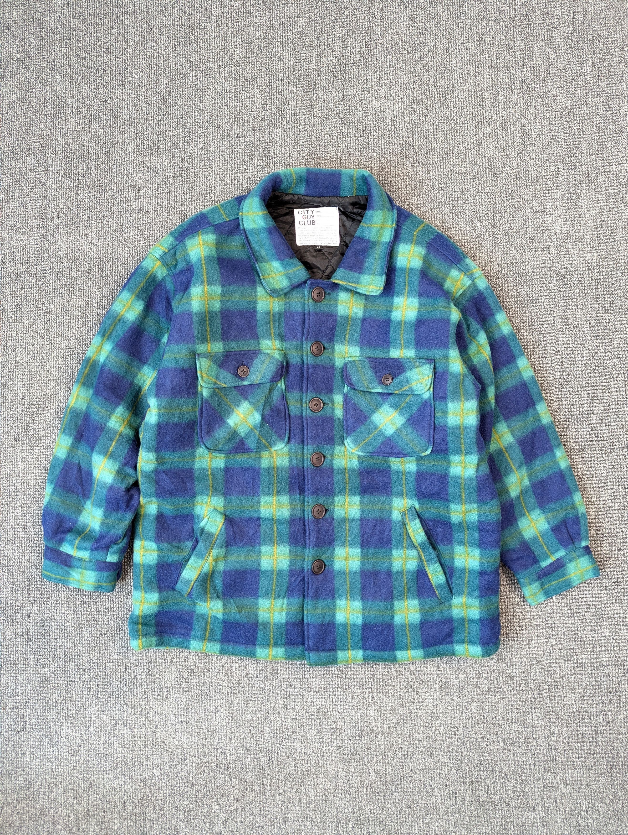 Japanese Brand City Guy Club Checked Fleece Quilted Button Ups Jacket Size US M / EU 48-50 / 2 - 1 Thumbnail