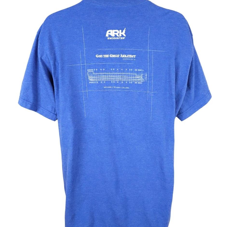 Tultex VINTAGE Noahs Ark T Shirt Mens XL Blue Construction Plans Christian Ark Encounter Size US XL / EU 56 / 4 - 5 Thumbnail