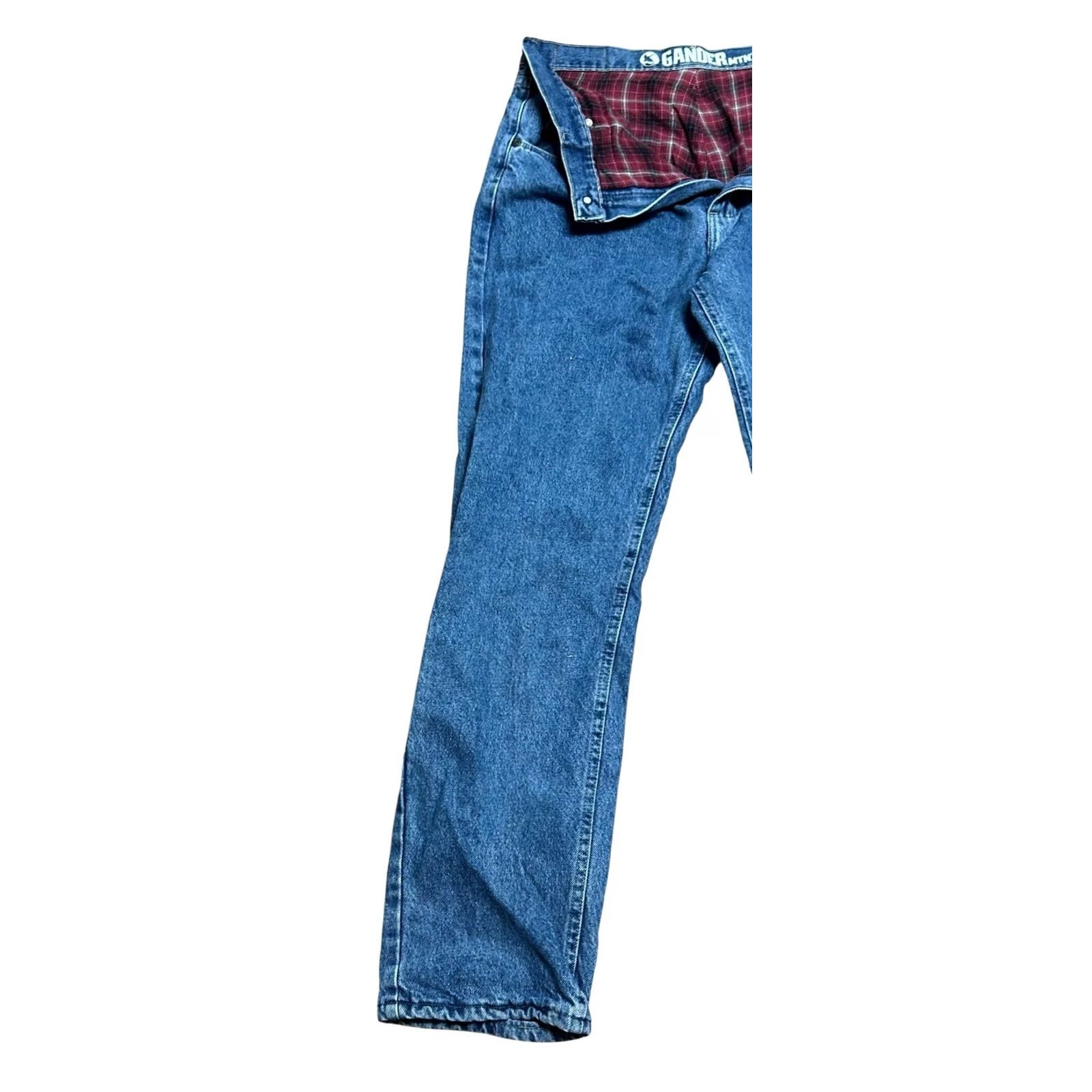 Denime VINTAGE Gander Mountain Jeans Mens 32x32 Blue Denim Straight Leg Flannel Lined Pants Regular Rise 5-Pocket USA VTG Size US 32 / EU 48 - 2 Thumbnail