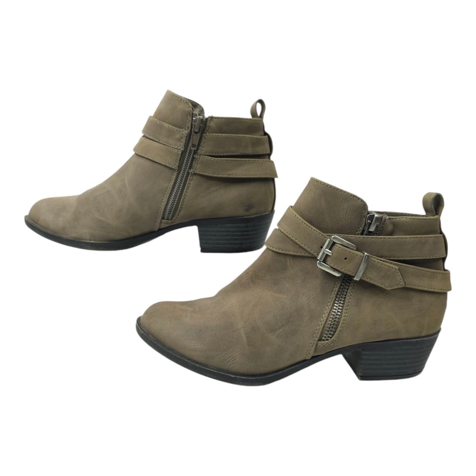 Other Madden Girl Beckk Ankle Boots 7 M Taupe Zip Double Strap Size US 7 / IT 37 - 1 Thumbnail