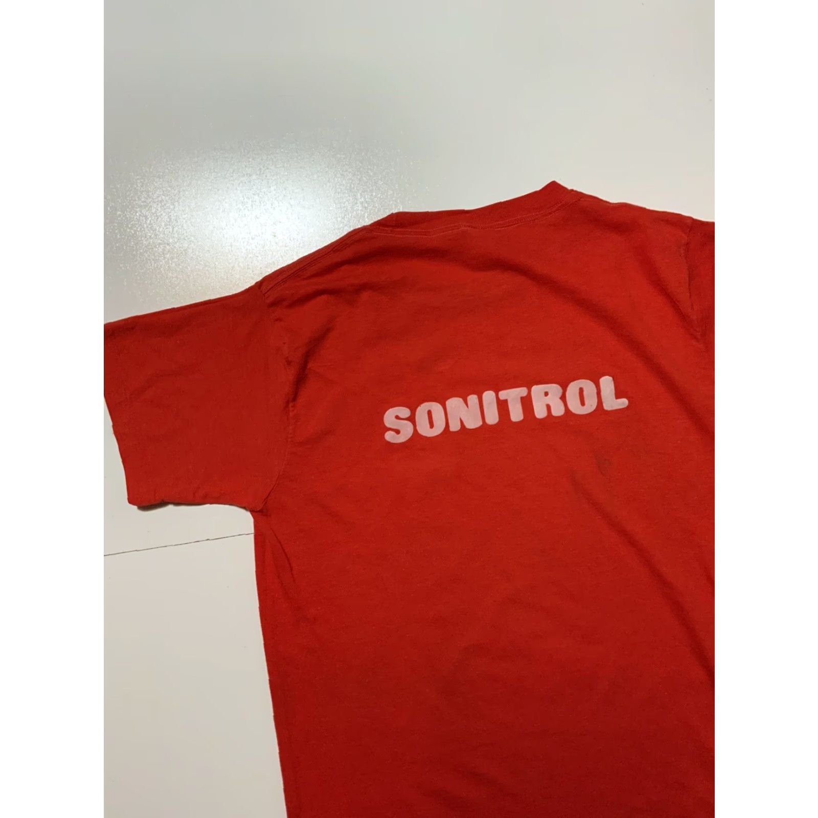 FELT VTG 70s 80s Ched Knits USA Made Racquetball Single Stitch Felt Letter T-Shirt LG Red Cotton Short Sleeve Men's/Unisex T-Shirt Size US L / EU 52-54 / 3 - 4 Thumbnail