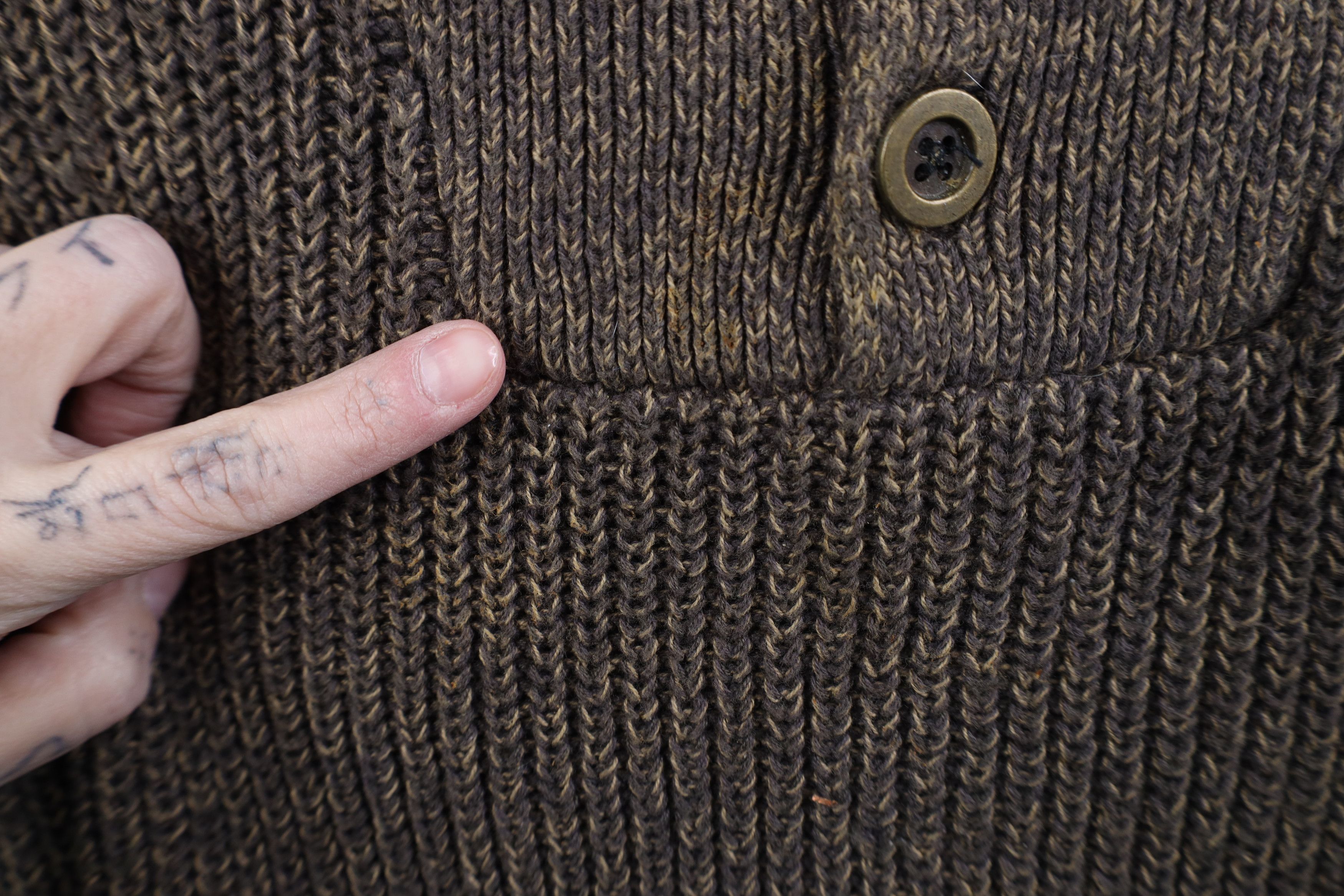 Vintage Vintage 90s Streetwear Heavyweight Ribbed Henley Sweater Size US XL / EU 56 / 4 - 5 Thumbnail