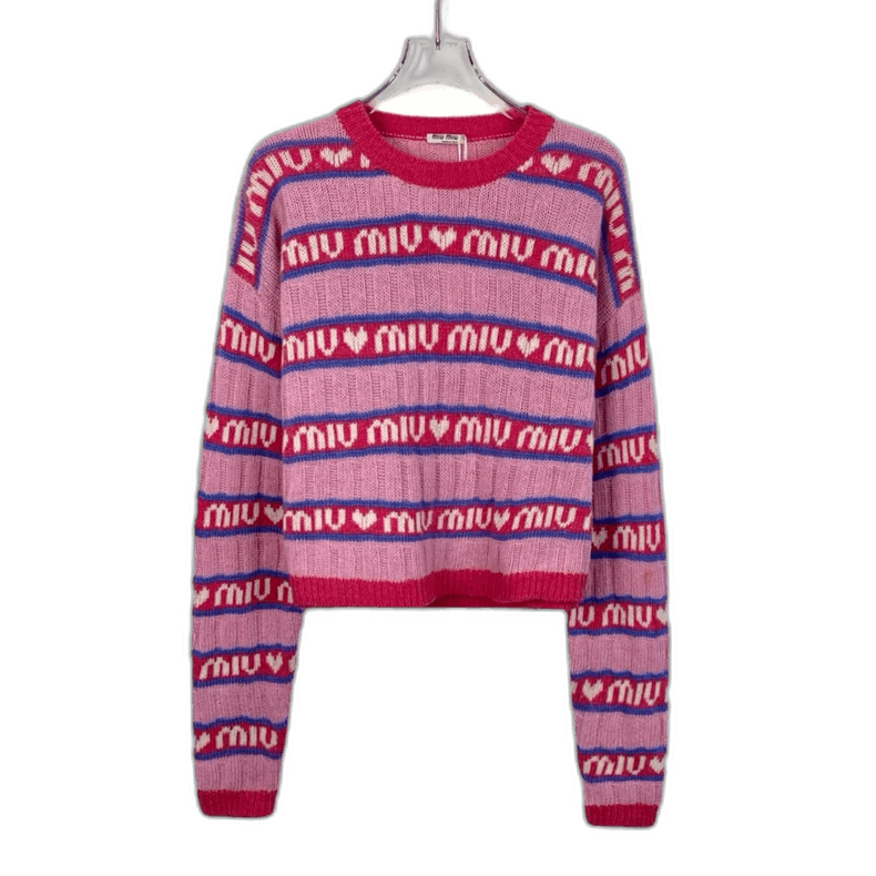 Miu Miu Pink Logo Knit Sweater