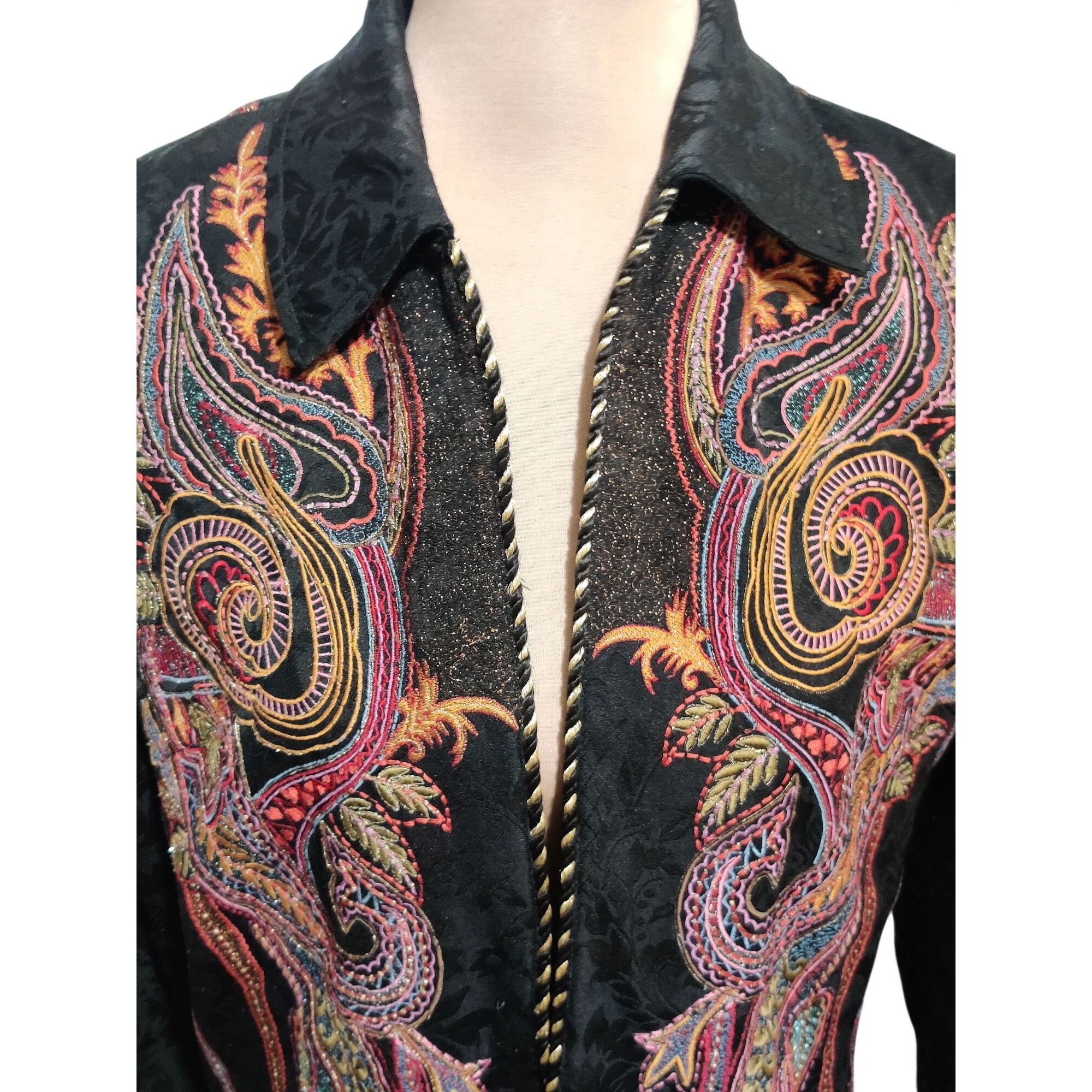 Coldwater Creek Coldwater Creek M Womens Black Jacquard Embroidered Paisley Size M / US 6-8 / IT 42-44 - 2 Thumbnail