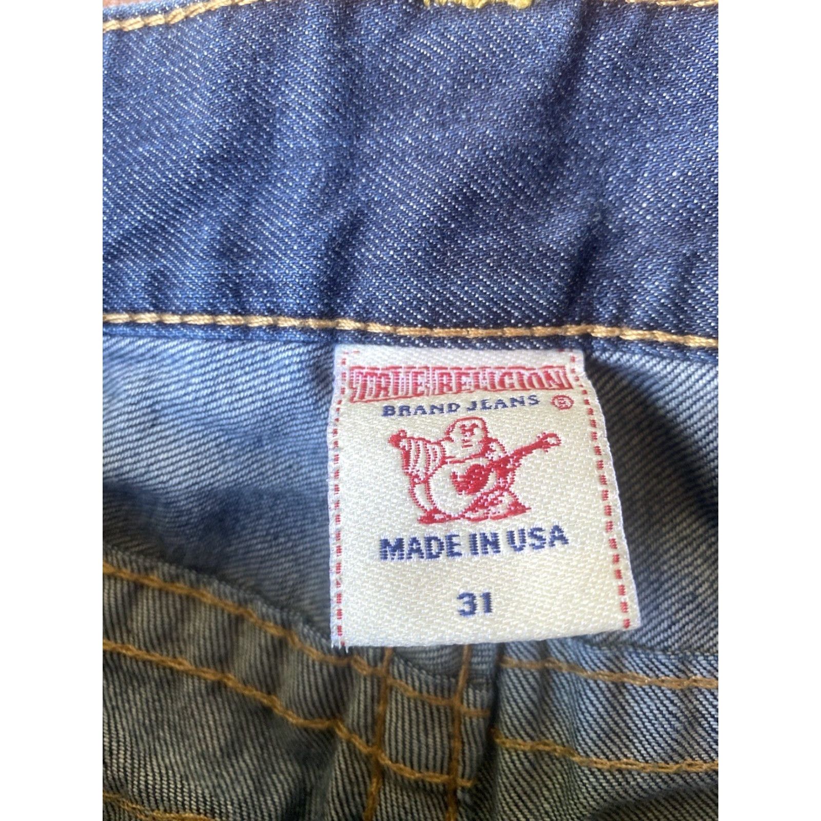 True Religion VINTAGE True Religion Ricky Flap Pocket Dark Wash Jeans Mens 31x27 Made In USA Denim Blue Regular 31 34 USA World Tour Ricky Men Jeans Size US 31 - 2 Thumbnail