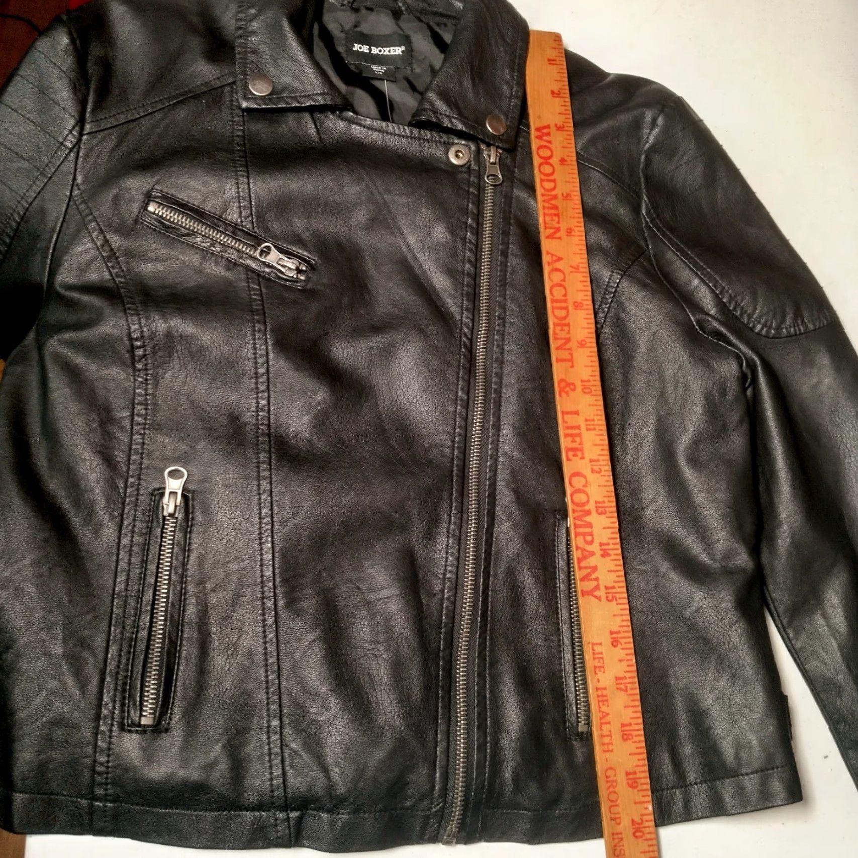 Joe Boxer VINTAGE Joe Boxer Faux Leather Moto Jacket Women L Black Short Zipper Motorcycle Biker Jacket Grunge 90s Mens Women Girls Size 36" / US 14 / IT 50 - 3 Thumbnail