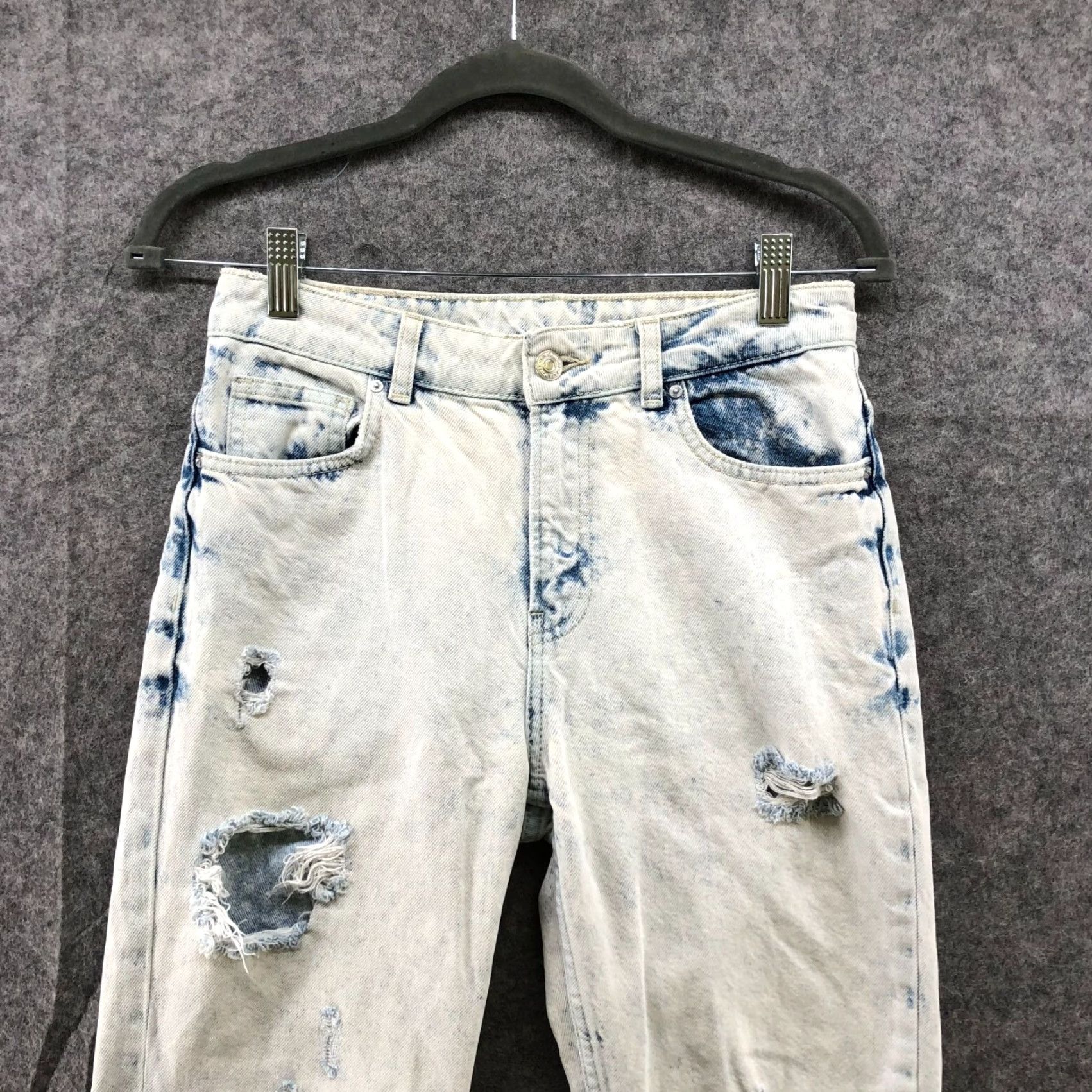 Zara Zara Jeans Womens 2 Relaxed Straight Distressed Boyfriend Light Stone Wash Blue 100% Cotton Zip Fly Mid Rise 5-Pocket Denim Pants Size 26" / US 2 / IT 38 - 3 Thumbnail