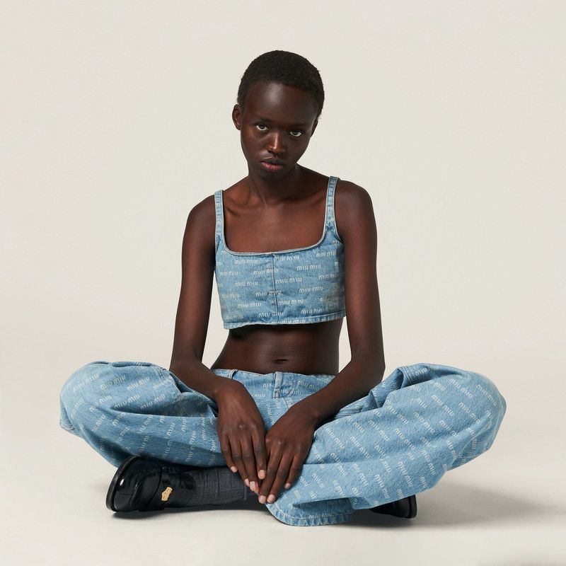 Miu Miu o1B3y1r0526 Denim Top in Blue Size XS / US 0-2 / IT 36-38 - 6 Thumbnail