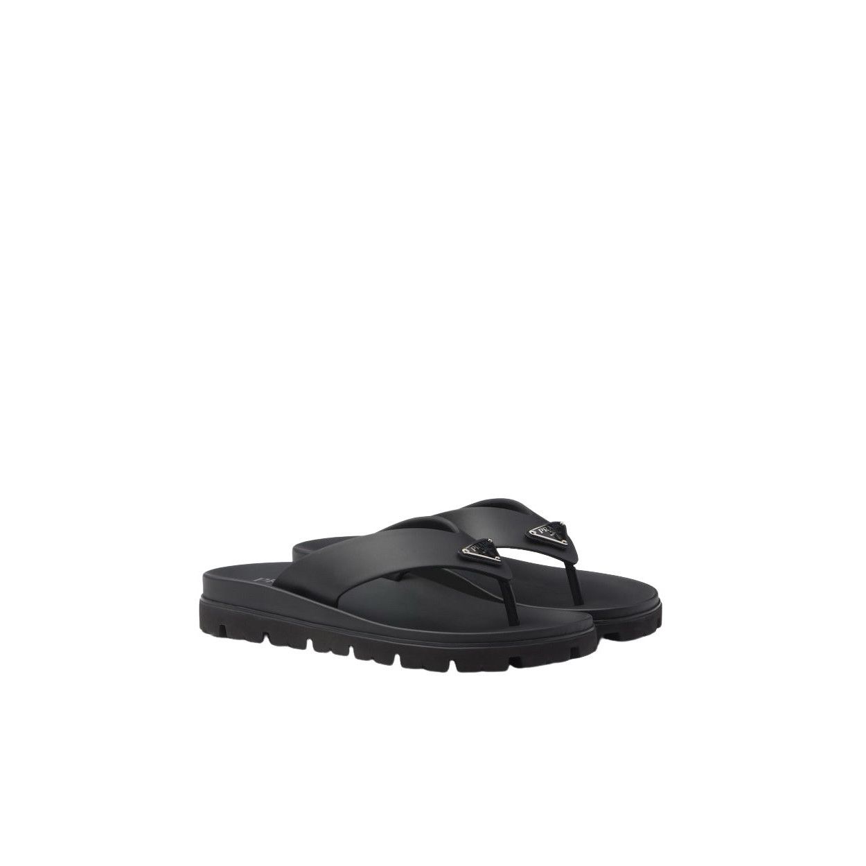 Prada PRADA $775 Black Rubber Thong Sandals New & Authentic (Men's Size US 8 / EU 41 - 1 Thumbnail