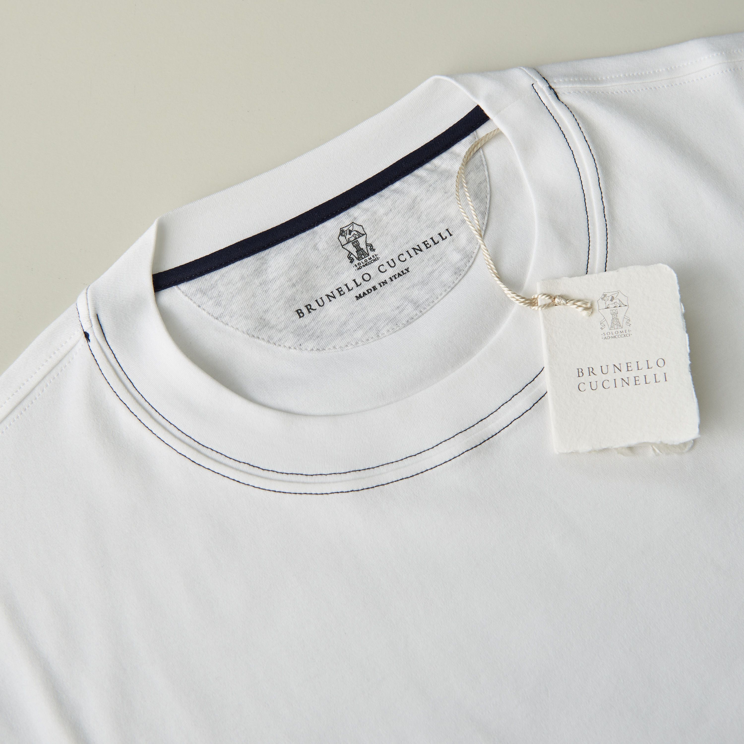 Brunello Cucinelli White Crew Neck T-shirt - Short-sleeve, Cotton Interlock Size US XL / EU 56 / 4 - 10 Thumbnail