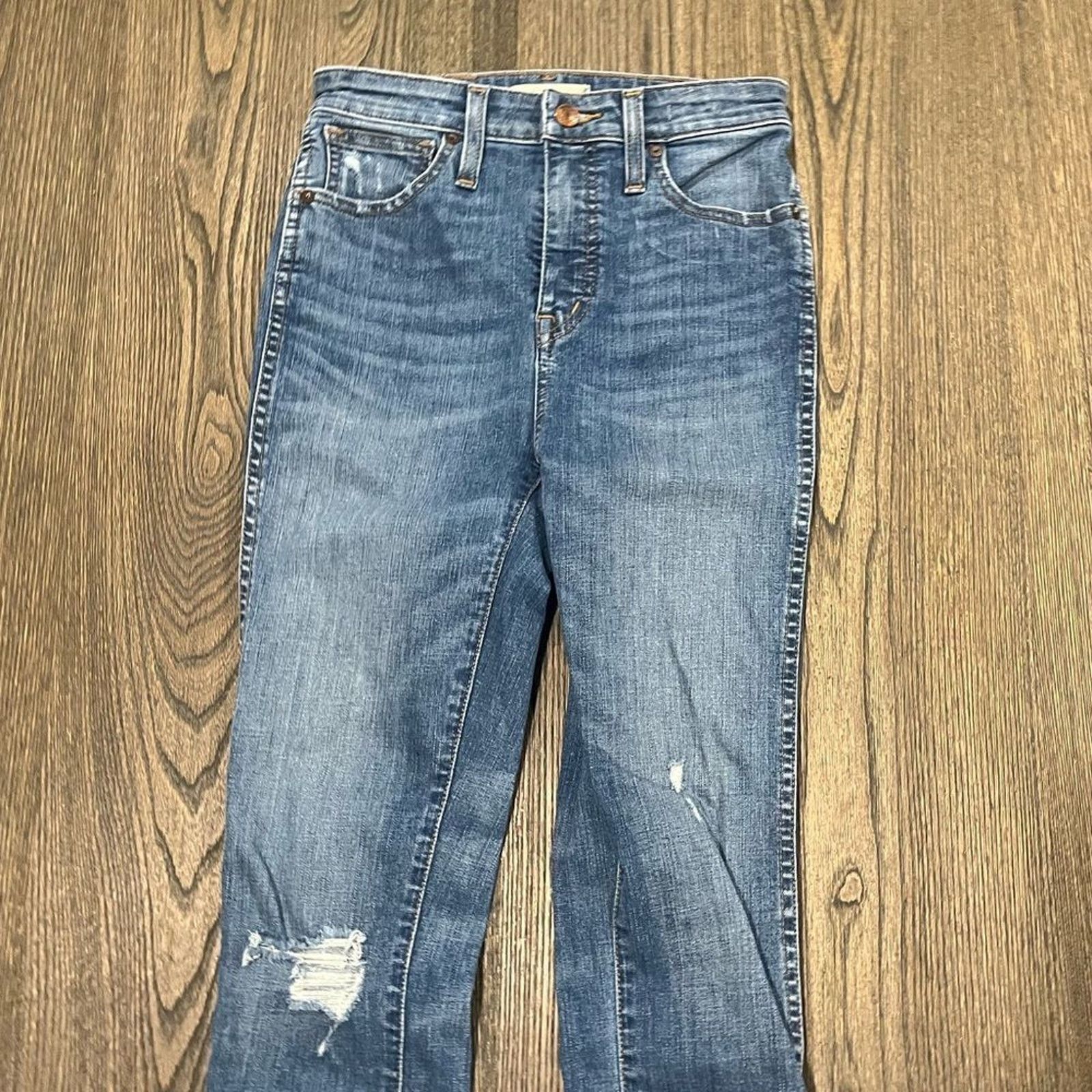 Madewell Madewell Mid Rise Ripped Knee Distressed Skinny Jean Size 25 Size 25" / US 0 / IT 36 - 3 Thumbnail