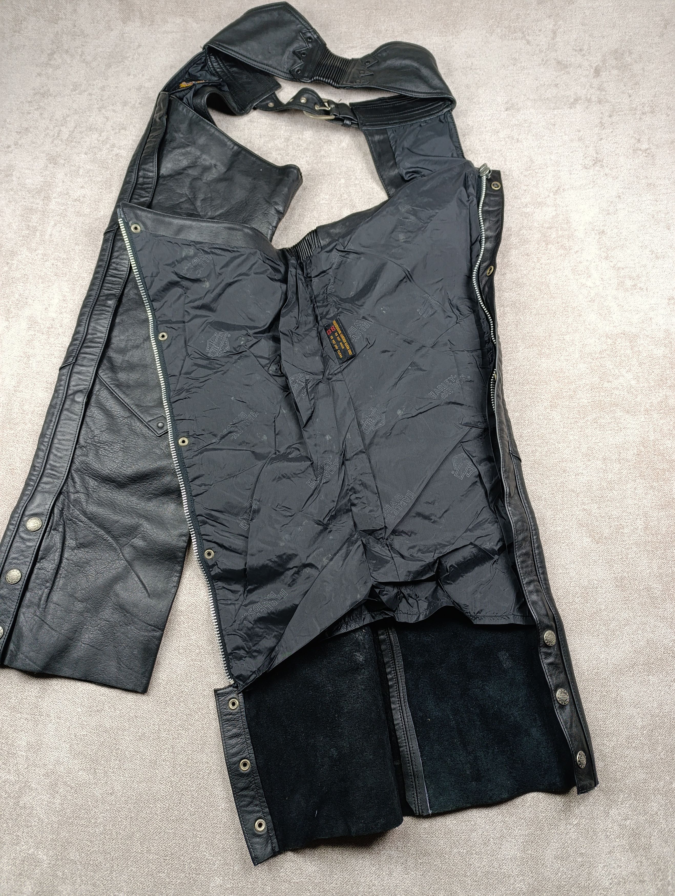 Harley Davidson HARLEY DAVIDSON BLACK LEATHER WOMENS MOTORCYCLE CHAPS PANTS Size 30" / US 8 / IT 44 - 19 Thumbnail