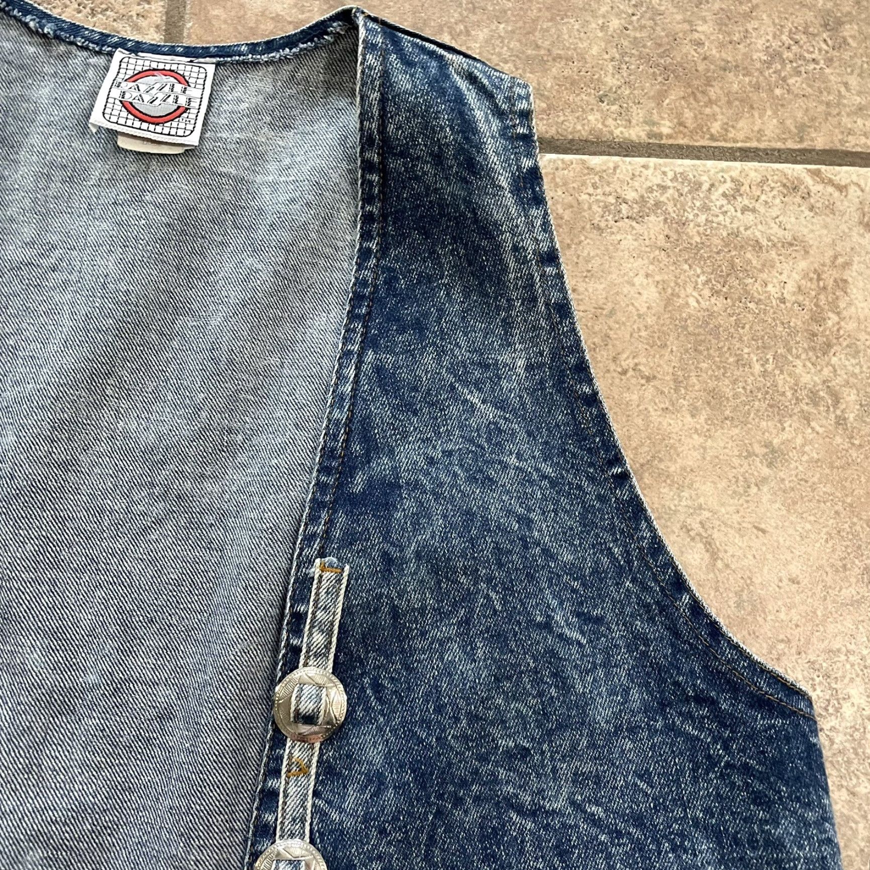 Denime VINTAGE Razzle Dazzle Denim Vest Women's Large Blue Cotton Casual Jacket Size L / US 10 / IT 46 - 2 Thumbnail