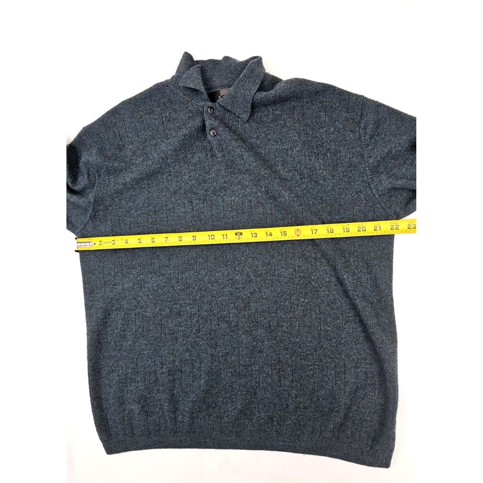 Vintage J. Ferrar 100% Merino Wool Polo Sweater Men L Long Sleeve Heathered Teal Woolen Pullover Size US L / EU 52-54 / 3 - 4 Thumbnail