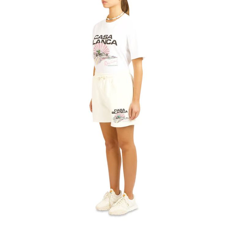 Casablanca o1mle1224 Logo Embroidered Sweatshort in Off-White Size 26" / US 2 / IT 38 - 3 Thumbnail