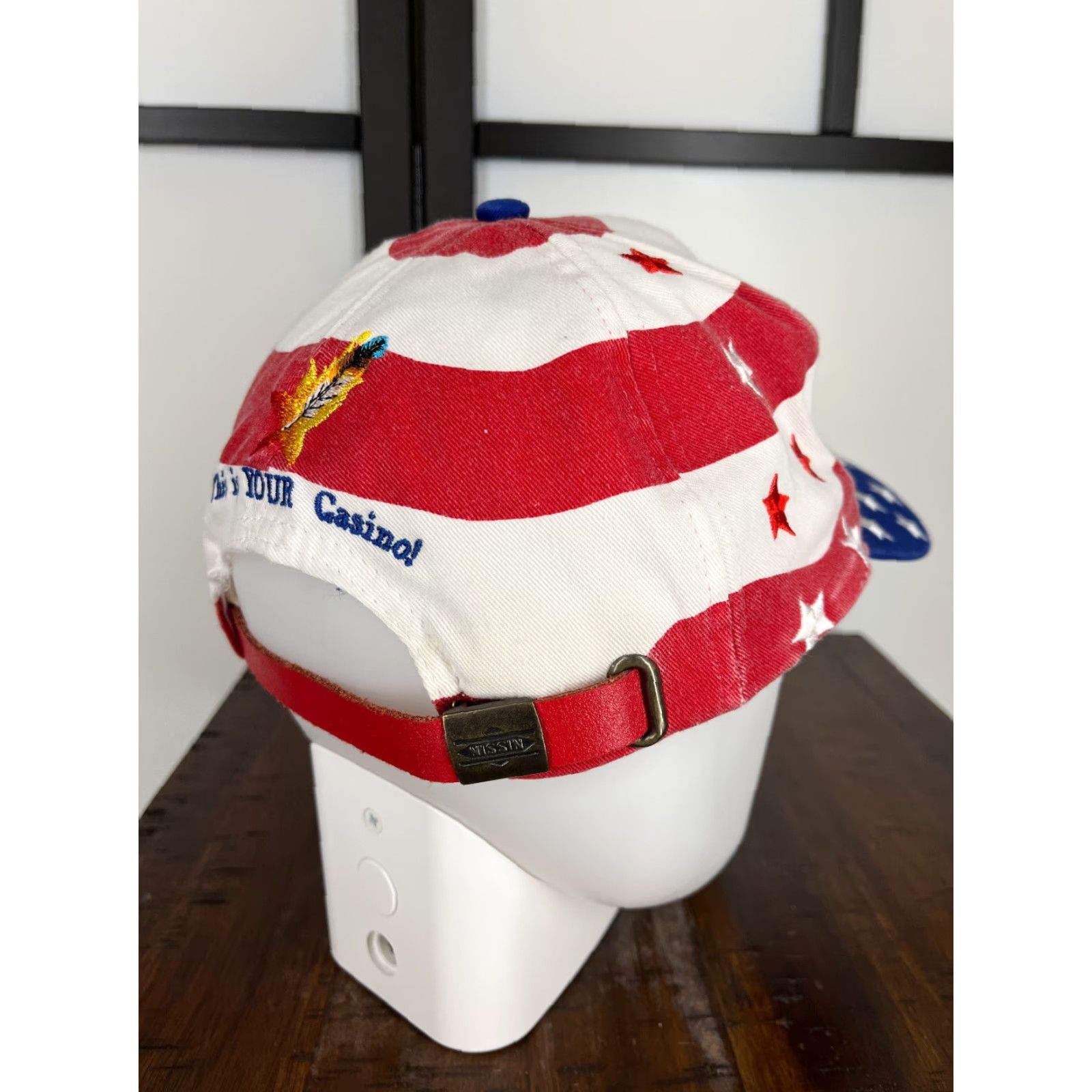 Vintage VINTAGE Nissin Hat Cap Strap Back Adult One Size Blue Red USA Flag 4th July Size ONE SIZE - 7 Thumbnail