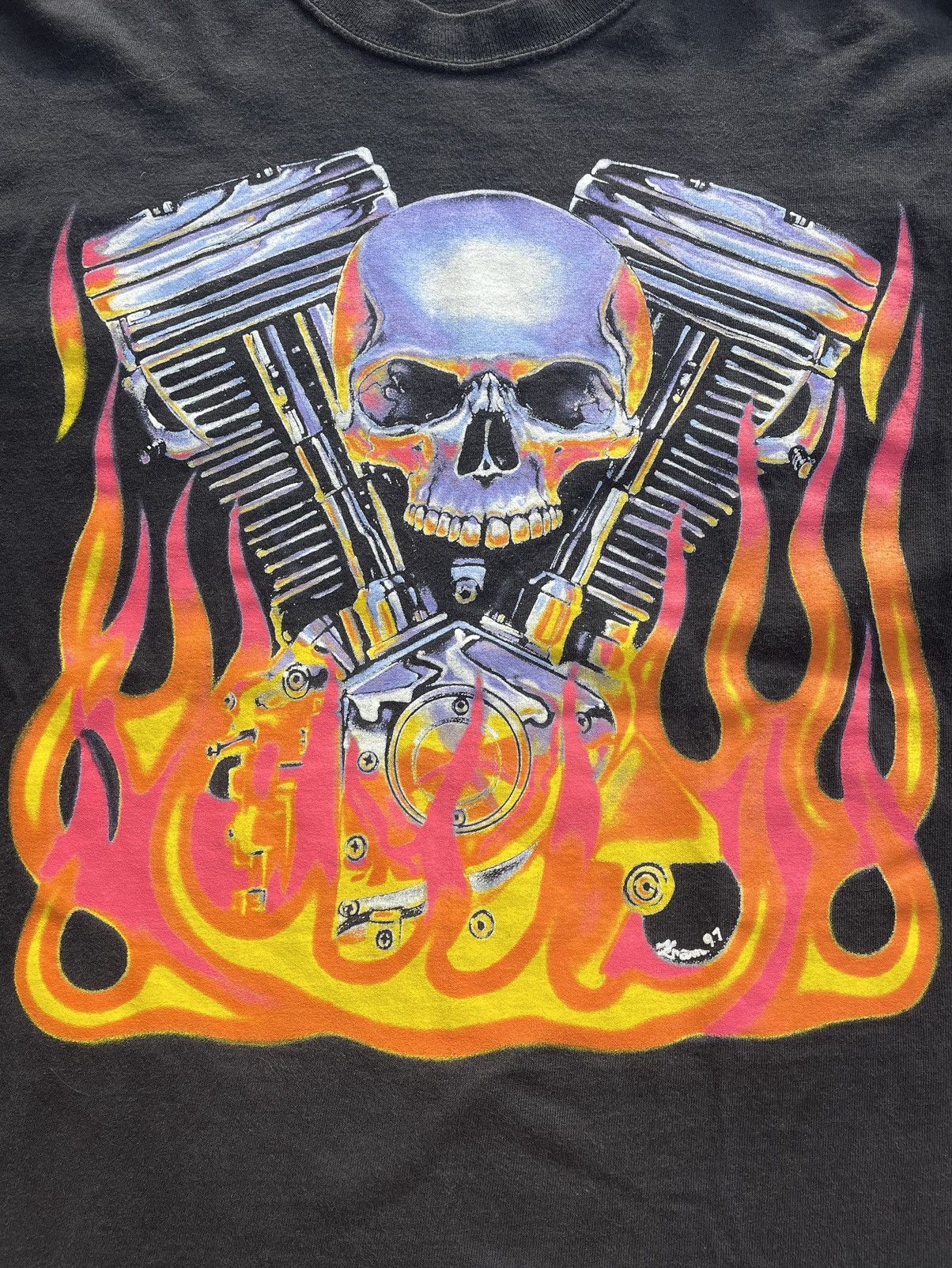 Vintage Y2K Skull & Flames Sexton Motorcycles Shirt Size US L / EU 52-54 / 3 - 3 Thumbnail