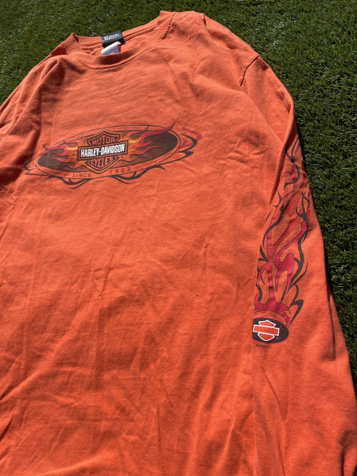 Harley Davidson Y2K HARLEY DAVIDSON FLAME SLEEVE TEE Size US XXL / EU 58 / 5 - 5 Thumbnail