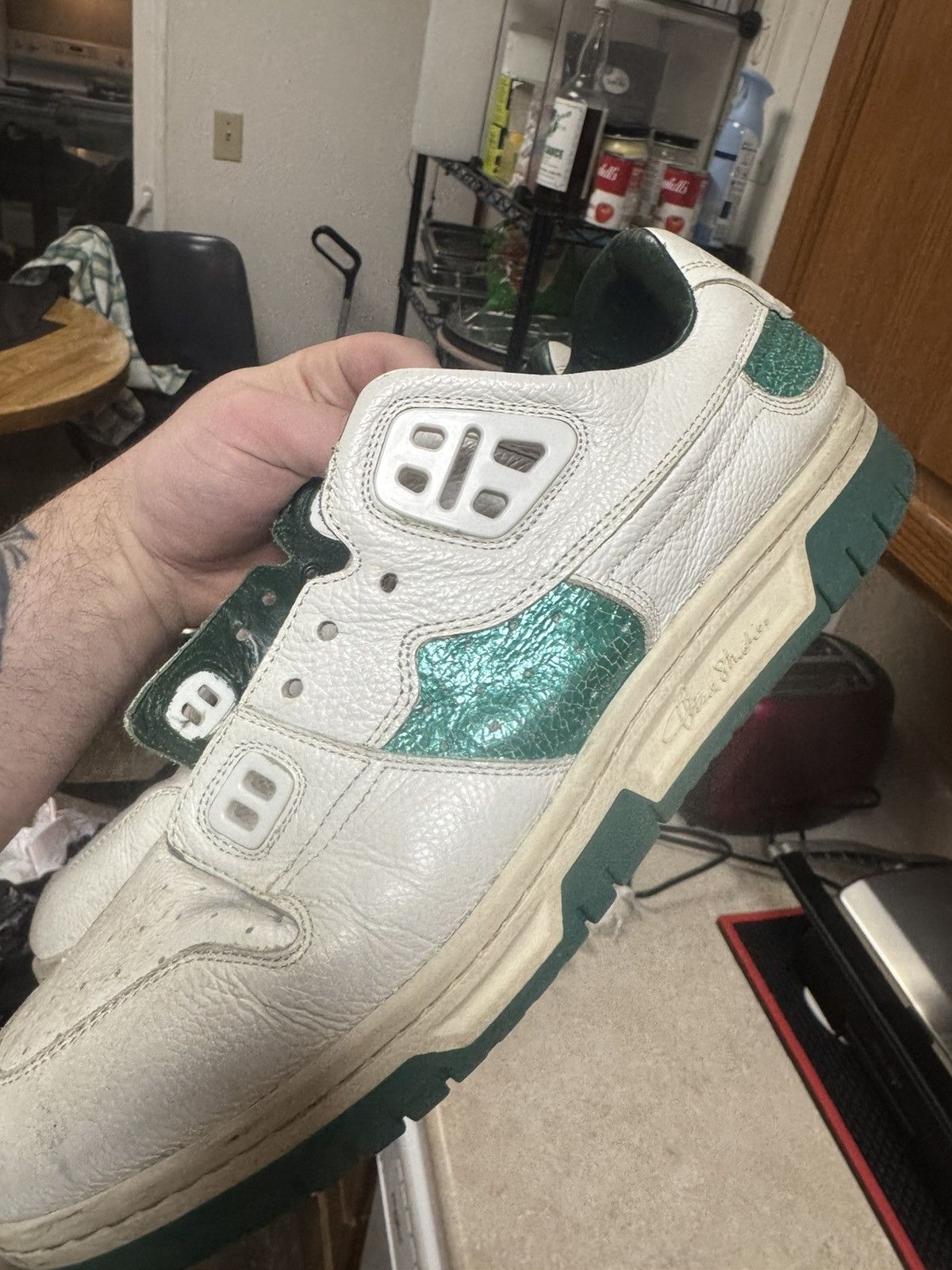 Acne Studios Acne Studios LowTop Pop Sneakers - Size 45 - White/Green Size US 12 / EU 45 - 7 Thumbnail
