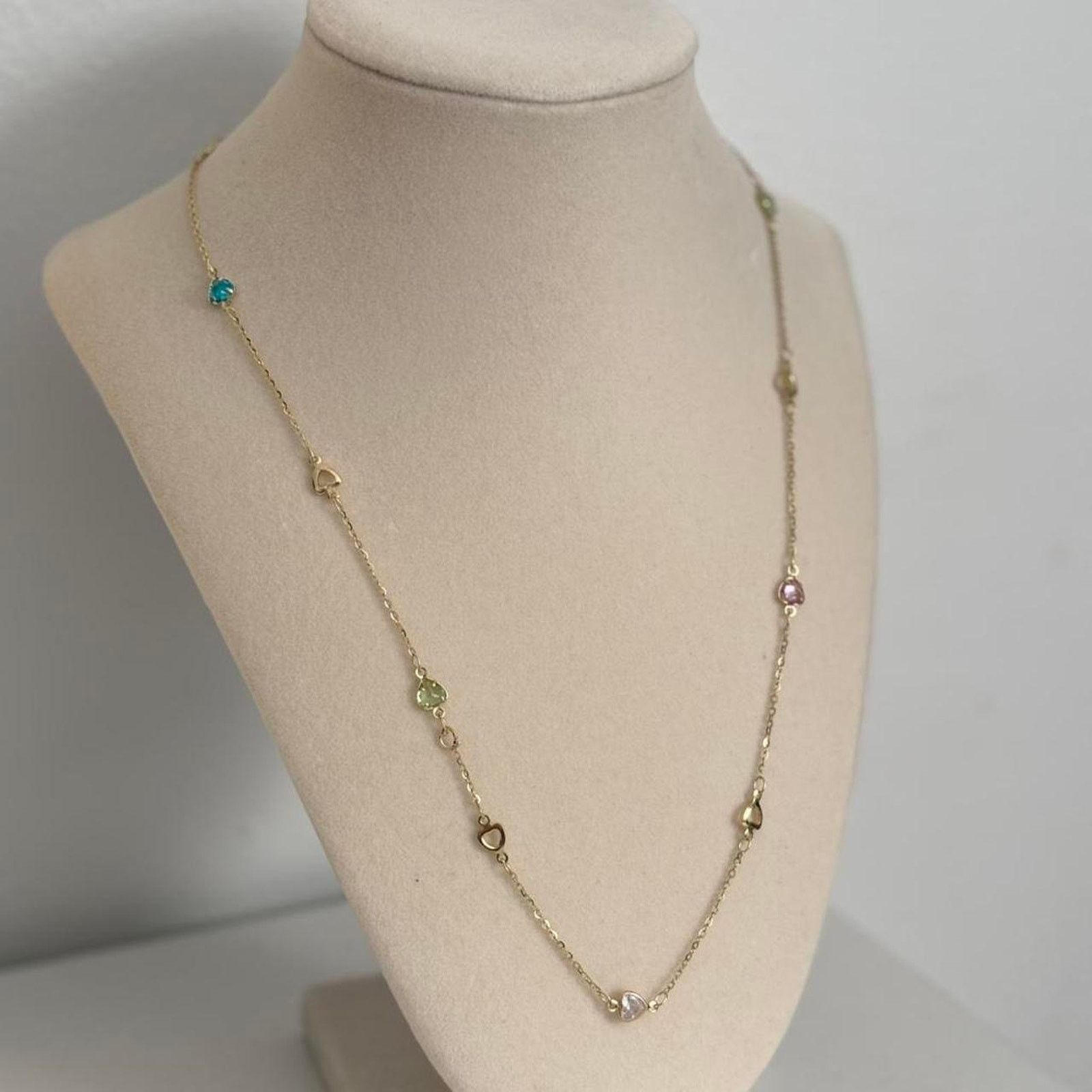 Other Gold Multicoloured Gemstone Necklace Elegant Colorful Size ONE SIZE - 3 Thumbnail