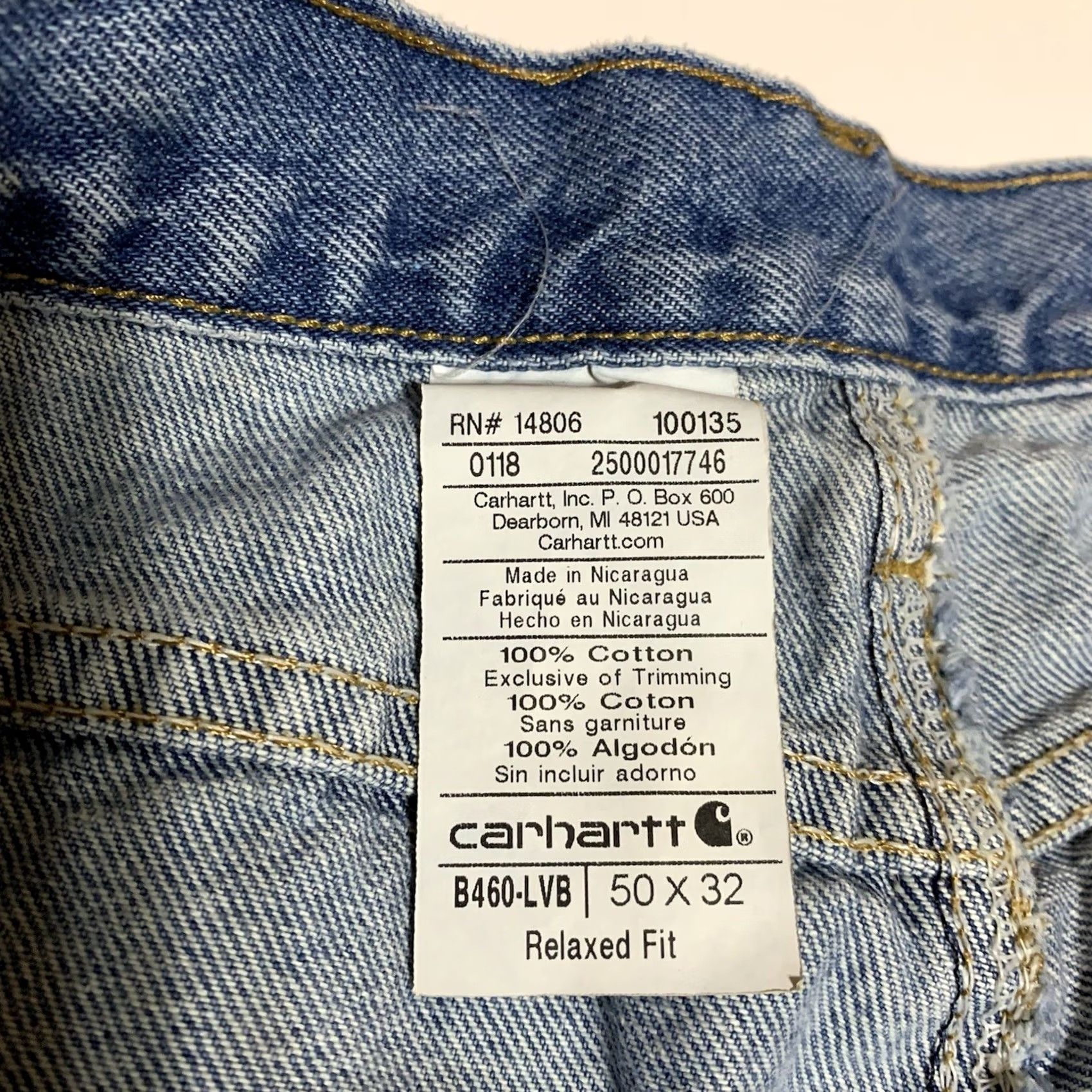 Carhartt VINTAGE Carhartt Mens Jeans 48x31 Relaxed Fit Work Blue 5-Pocket Denim Blue Carhartt Denim Mens Jeans Straight 48 in Waist 31 in Inseam Size US 32 / EU 48 - 7 Thumbnail