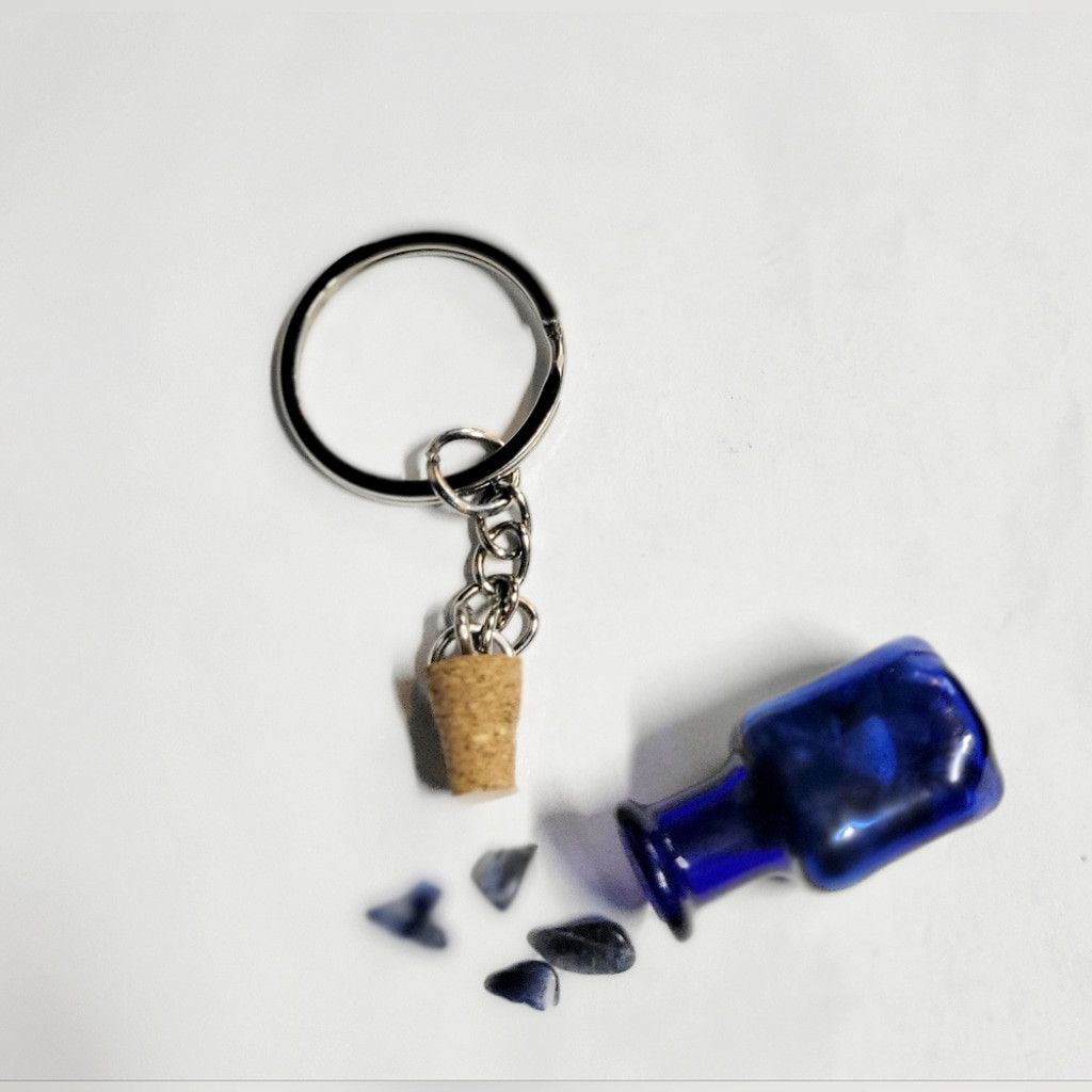 Handmade Hand crafted blue vein stone mini bottle pendant keychain Size ONE SIZE - 2 Thumbnail