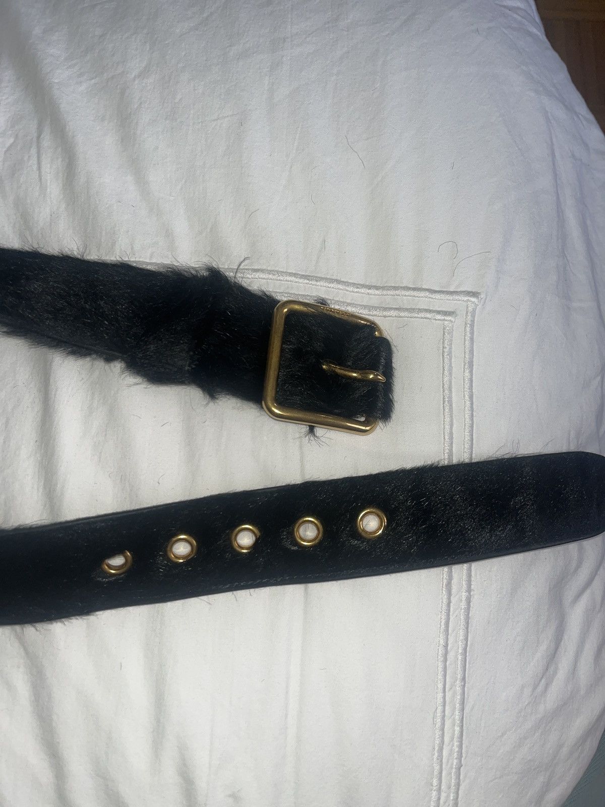 image of Prada Fur Belt in Black, Men's (Size 36)