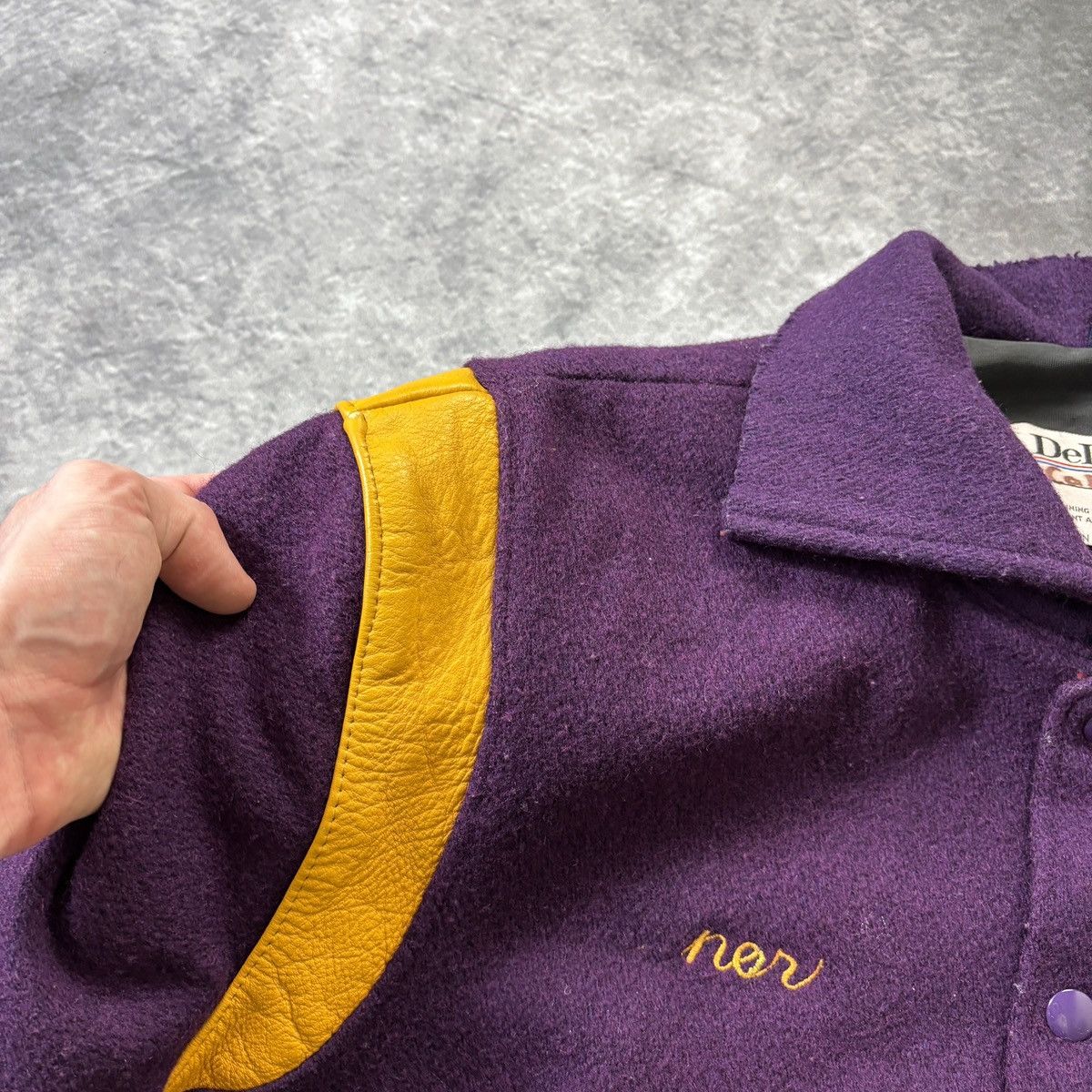 Delong × Vintage 1980s Delong Letterman Vintage Varsity Jacket Wool Bomber Size US S / EU 44-46 / 1 - 4 Thumbnail