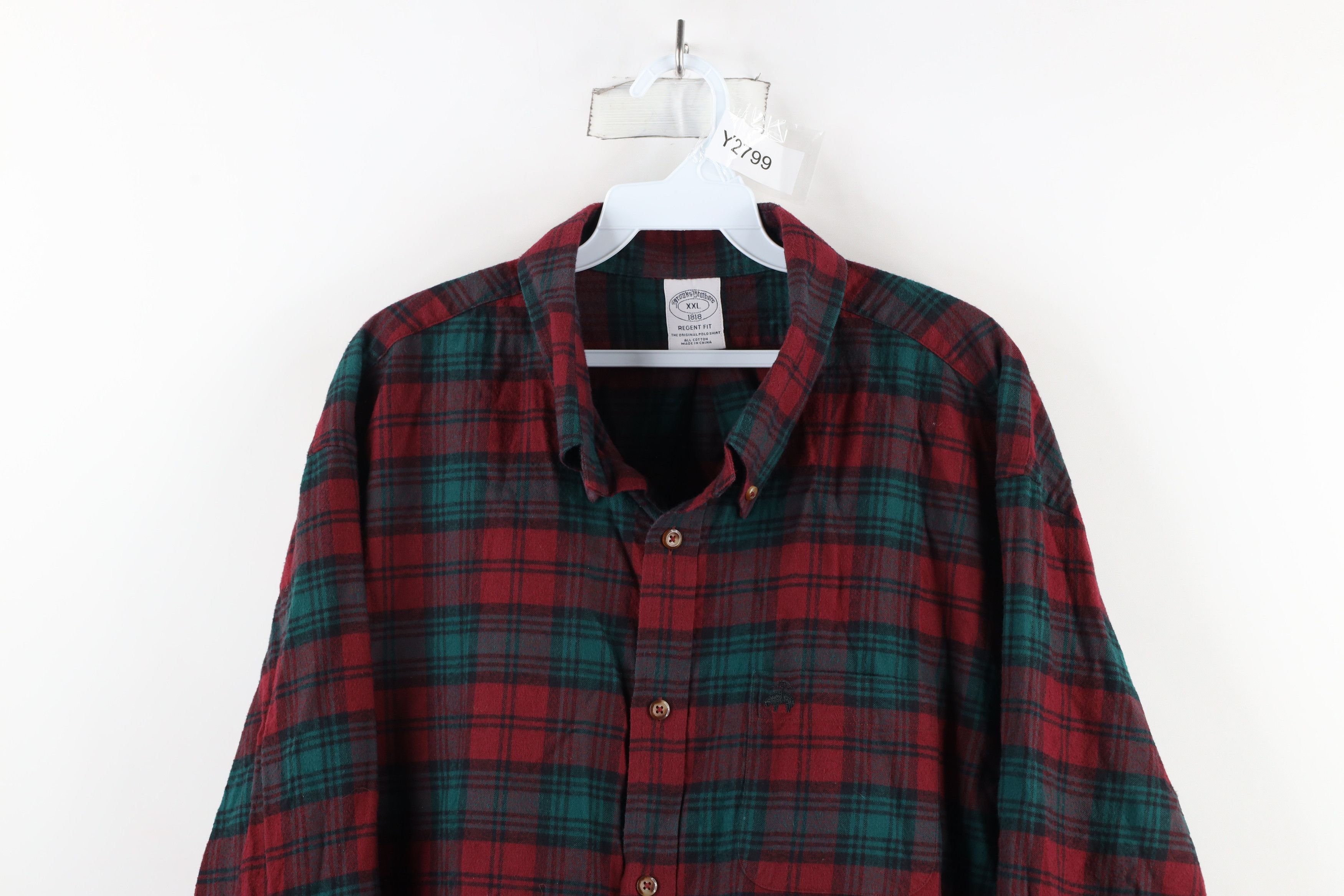 Brooks Brothers × Vintage Vintage 90s Brooks Brothers Fit Flannel Button Down Shirt Size US XXL / EU 58 / 5 - 2 Thumbnail