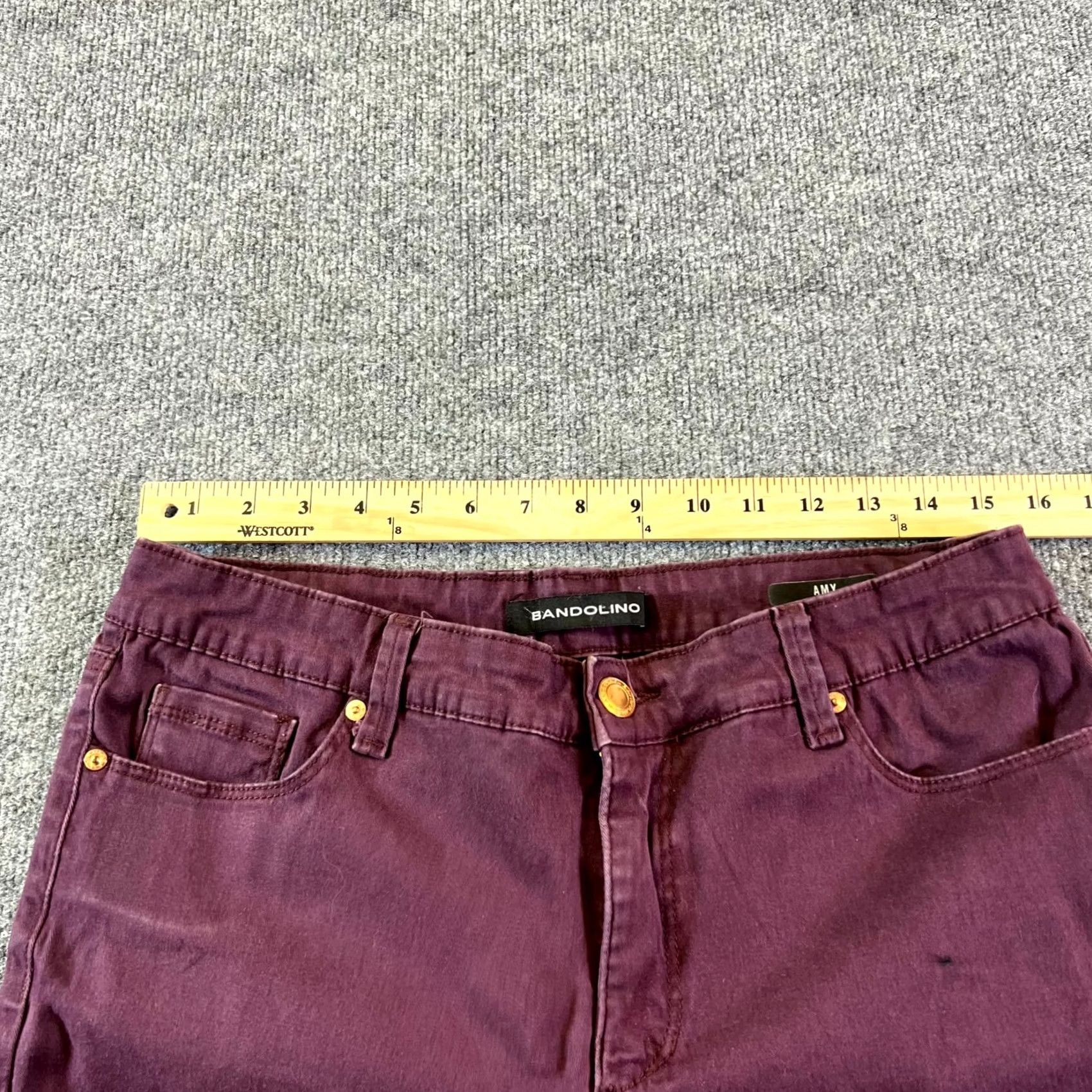 Vintage Bandolino AMY Jeans Women's 12 Burgundy Denim Stretch Straight Leg Streetwear Jeans Size 34" / US 12 / IT 48 - 3 Thumbnail