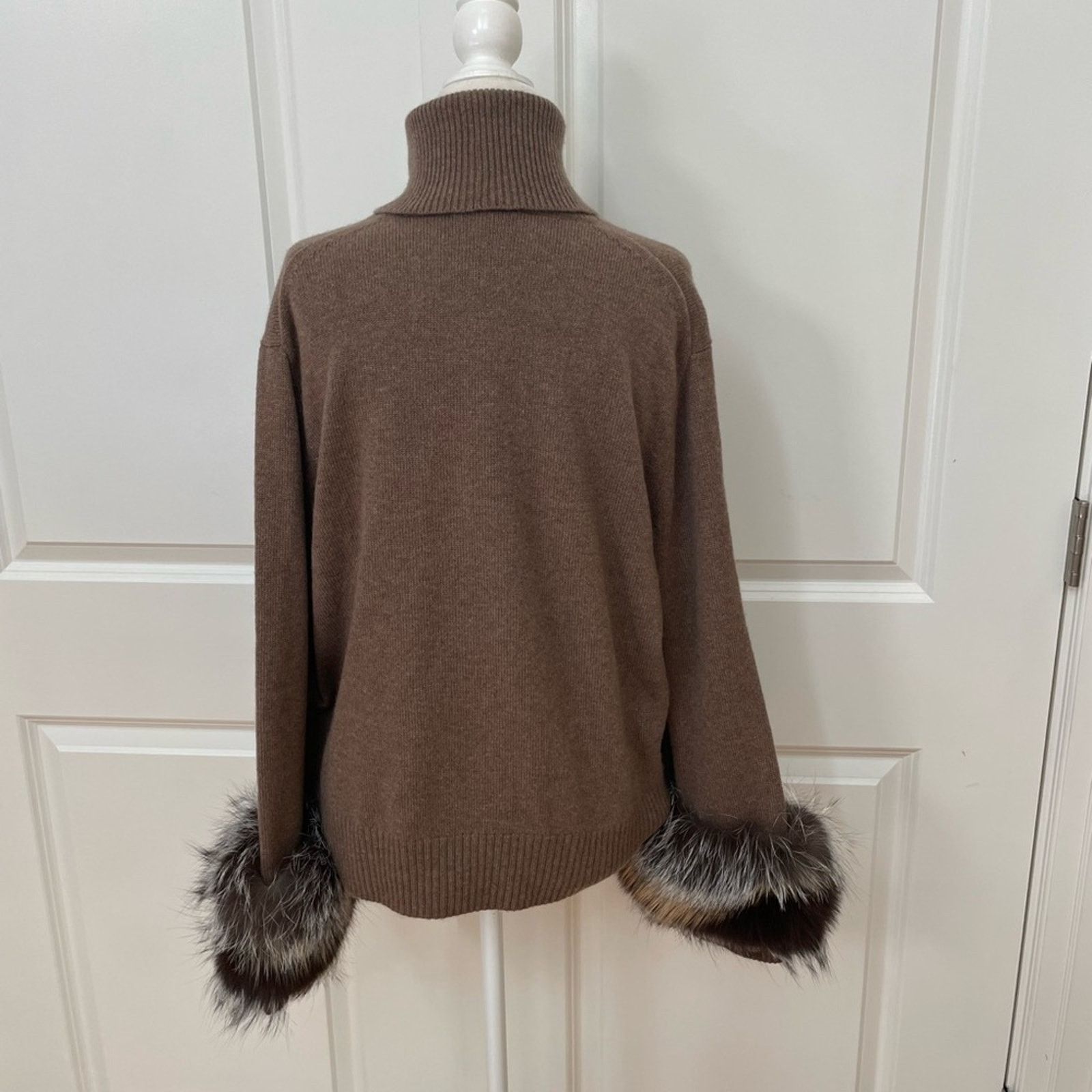Cashmere Turtleneck Sweater with Fox Fur from Lafayette 148
