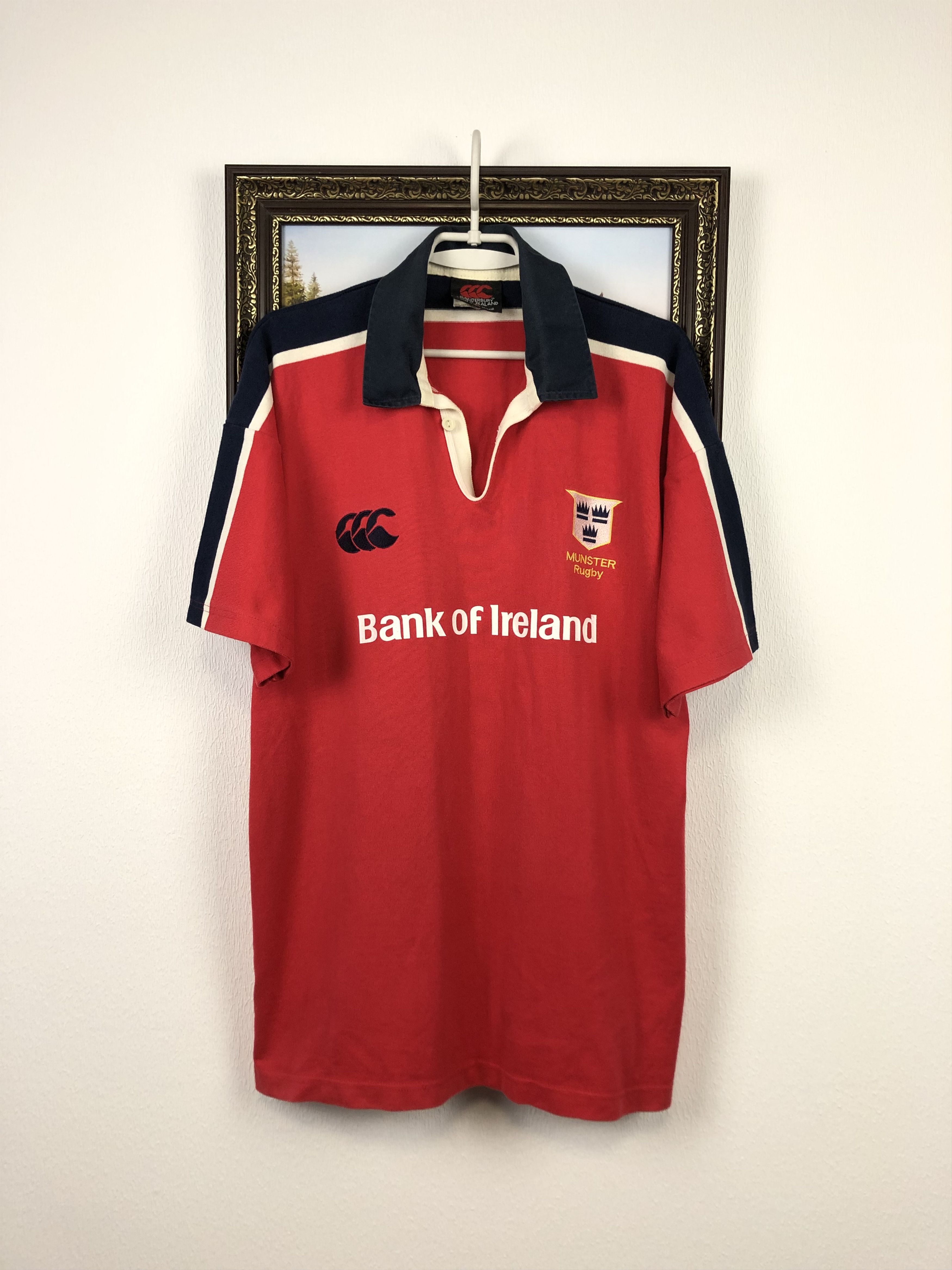 image of Canterbury Of New Zealand Vintage Canterbury Munster Rugby Jersey Shirt in Red, Men's (Size XL)
