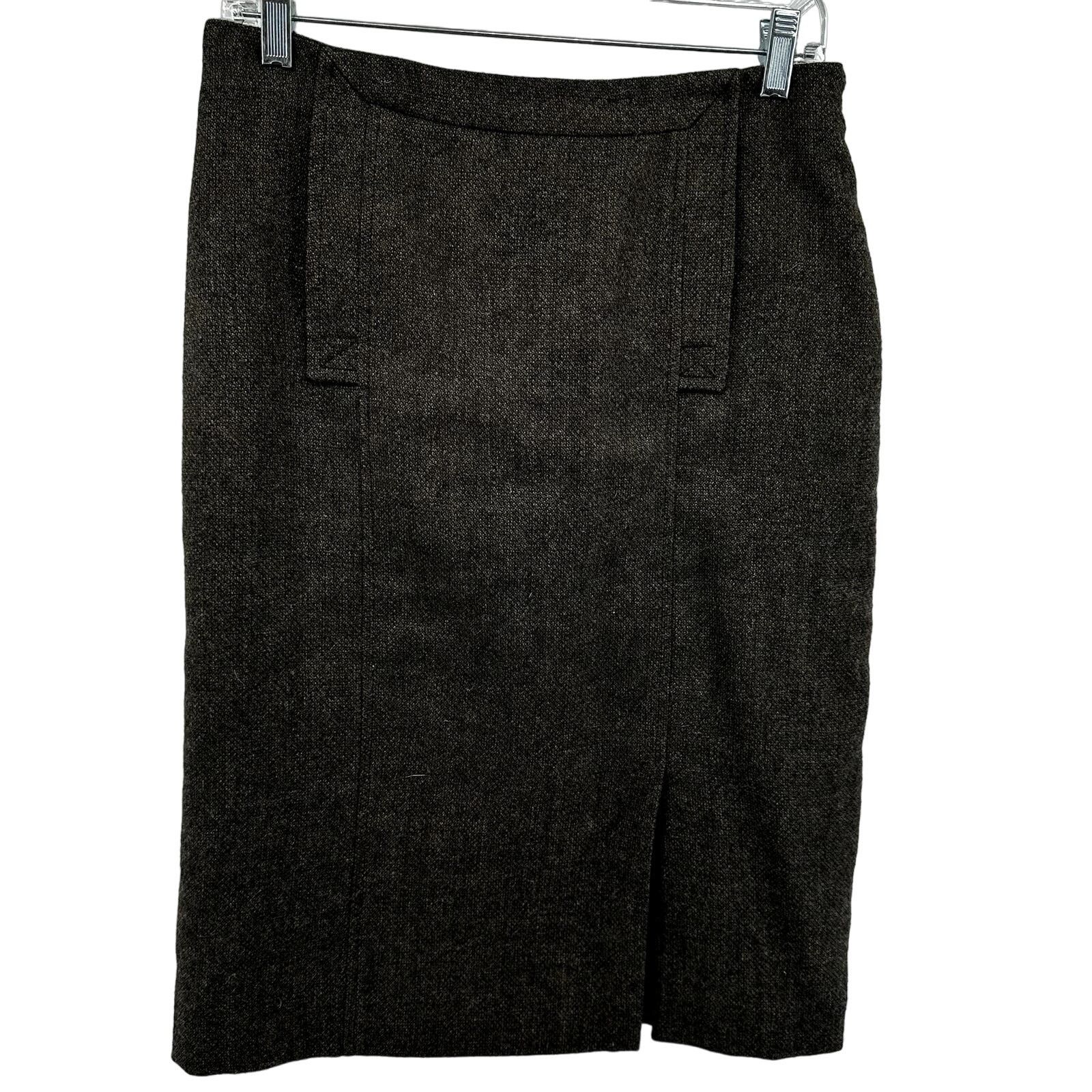 image of Peruvian Connection Pencil Skirt Baby Alpaca Wool Pleated 8 in Brown, Women's (Size 30)