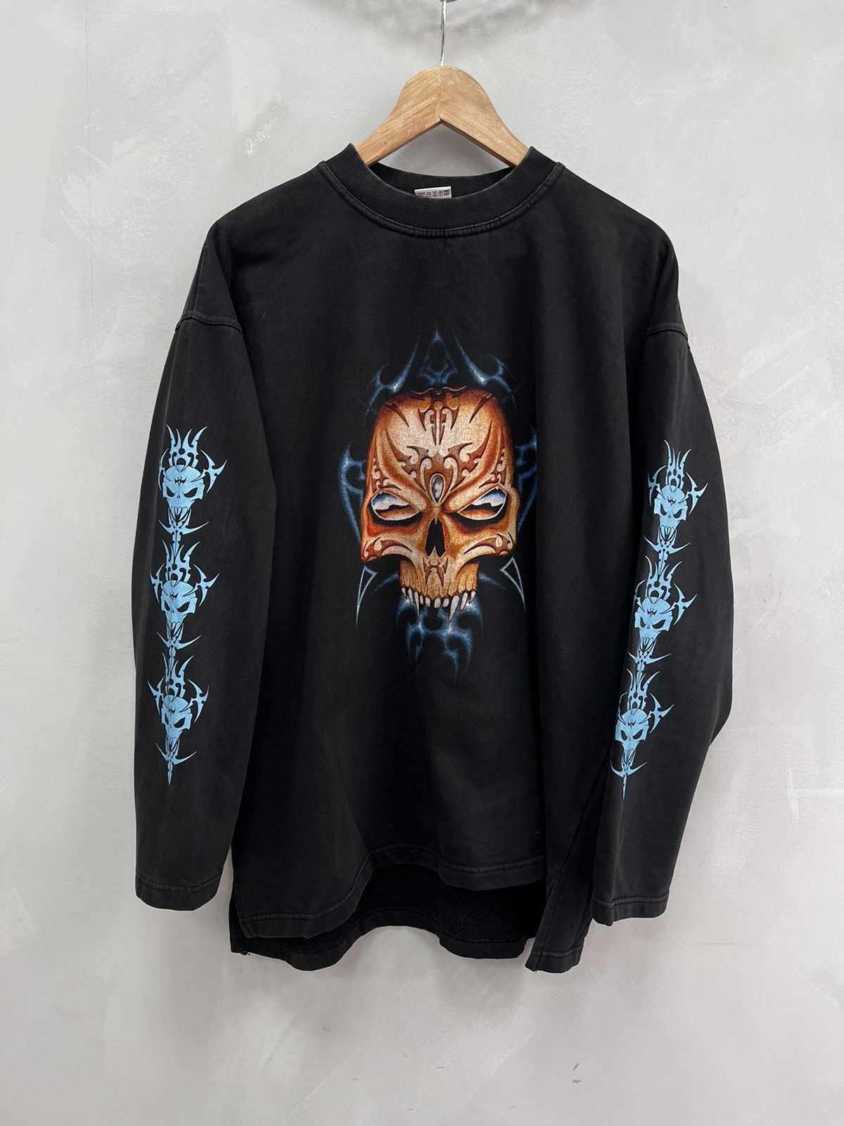 Harley Davidson × If Six Was Nine CRAZY FLAME SKULL BOXY FIT SUN FADED LONG SLEEVE HOODIE Size US XL / EU 56 / 4 - 1 Thumbnail
