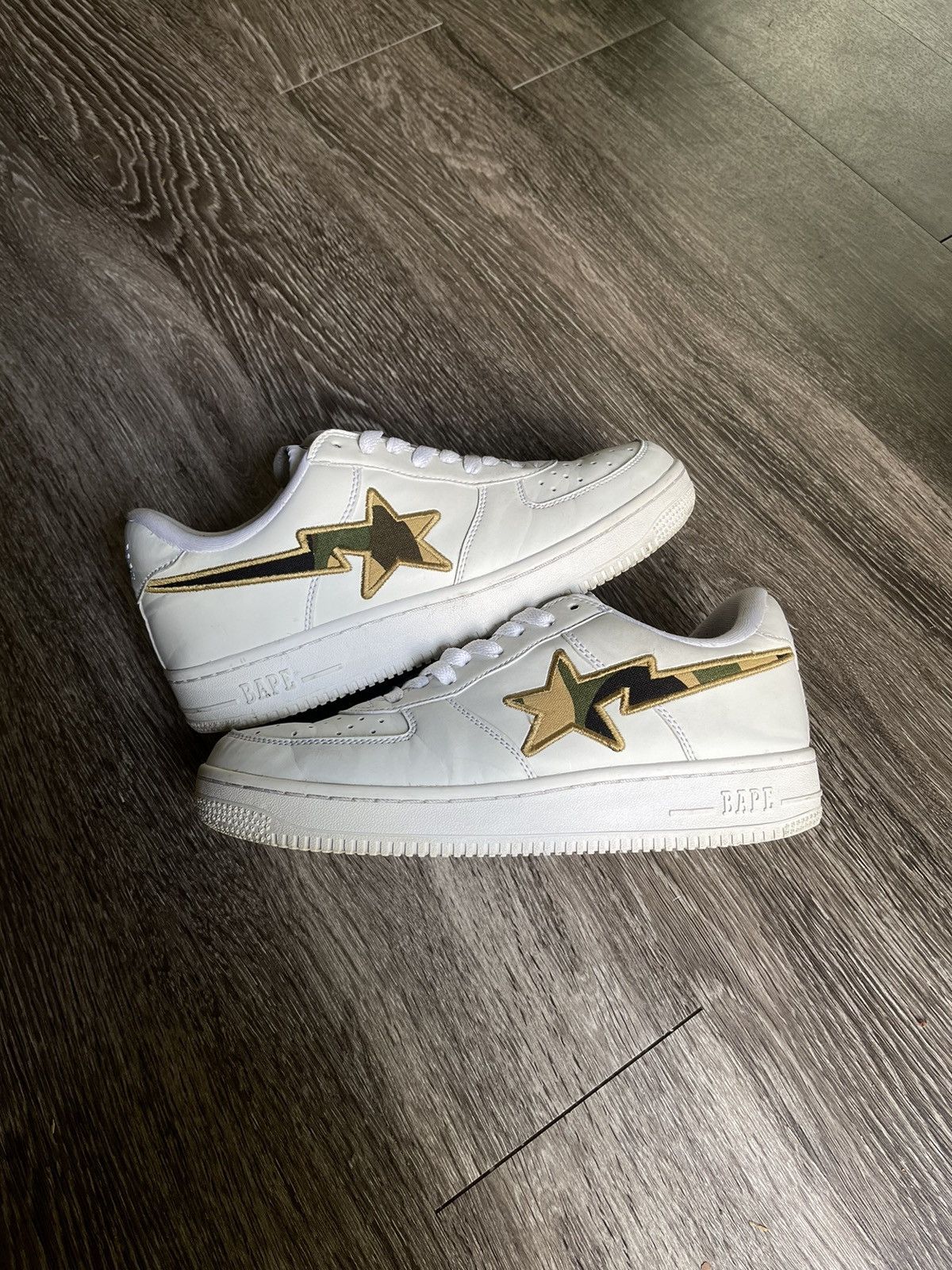 image of 1St Camo Bapesta Shoes in White, Men's (Size 10)