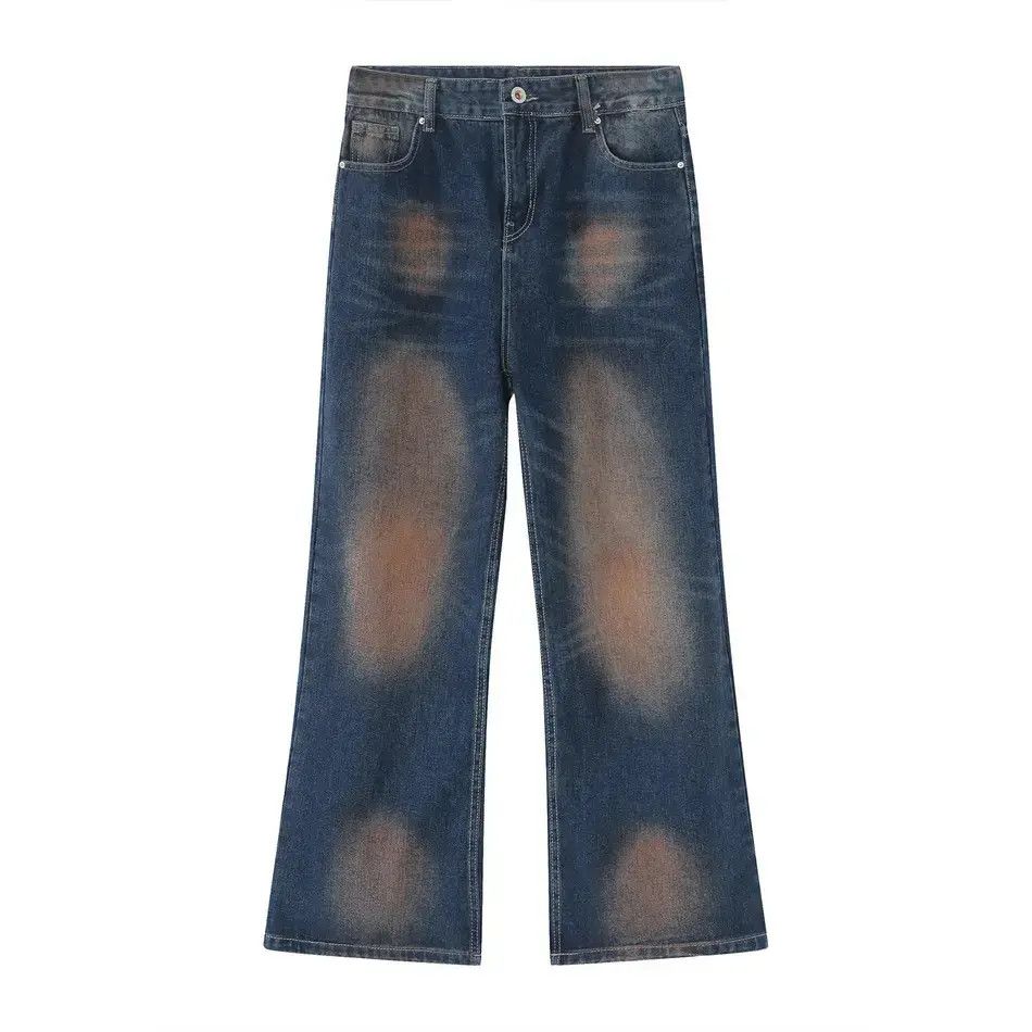 Japanese Brand Retro loose straight leg wide leg tie dye jeans Size US 32 / EU 48 - 5 Thumbnail