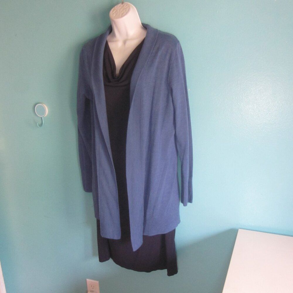 Robert Talbott Talbots Womens Size L Bright Blue Lightweight Merino Wool Open Front Cardigan Size L / US 10 / IT 46 - 1 Thumbnail