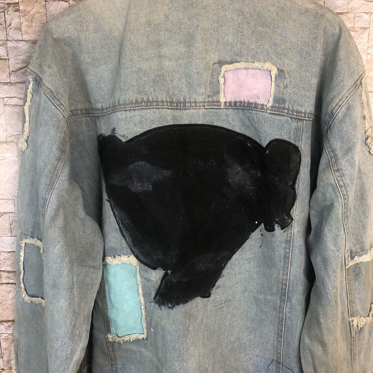 Japanese Brand Born To Wild Blue ripped patchwork Denim Jacket #A25 Size US XL / EU 56 / 4 - 15 Thumbnail