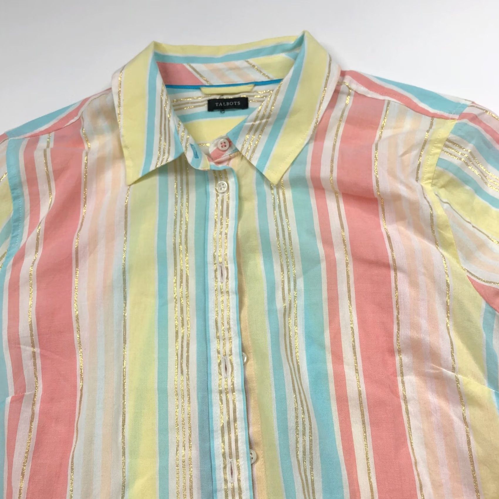 Talbots Talbots Button-Up Shirt Striped Long Sleeve Yellow MINT Large Regular Women's Size L / US 10 / IT 46 - 2 Thumbnail