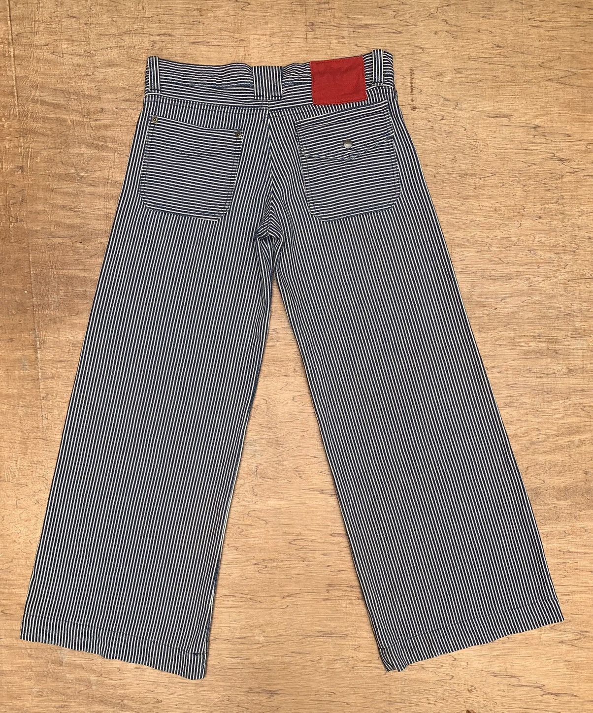 Japanese Brand Rythym Flare Wide Leg Hickory Striped Pants Size US 29 - 7 Thumbnail